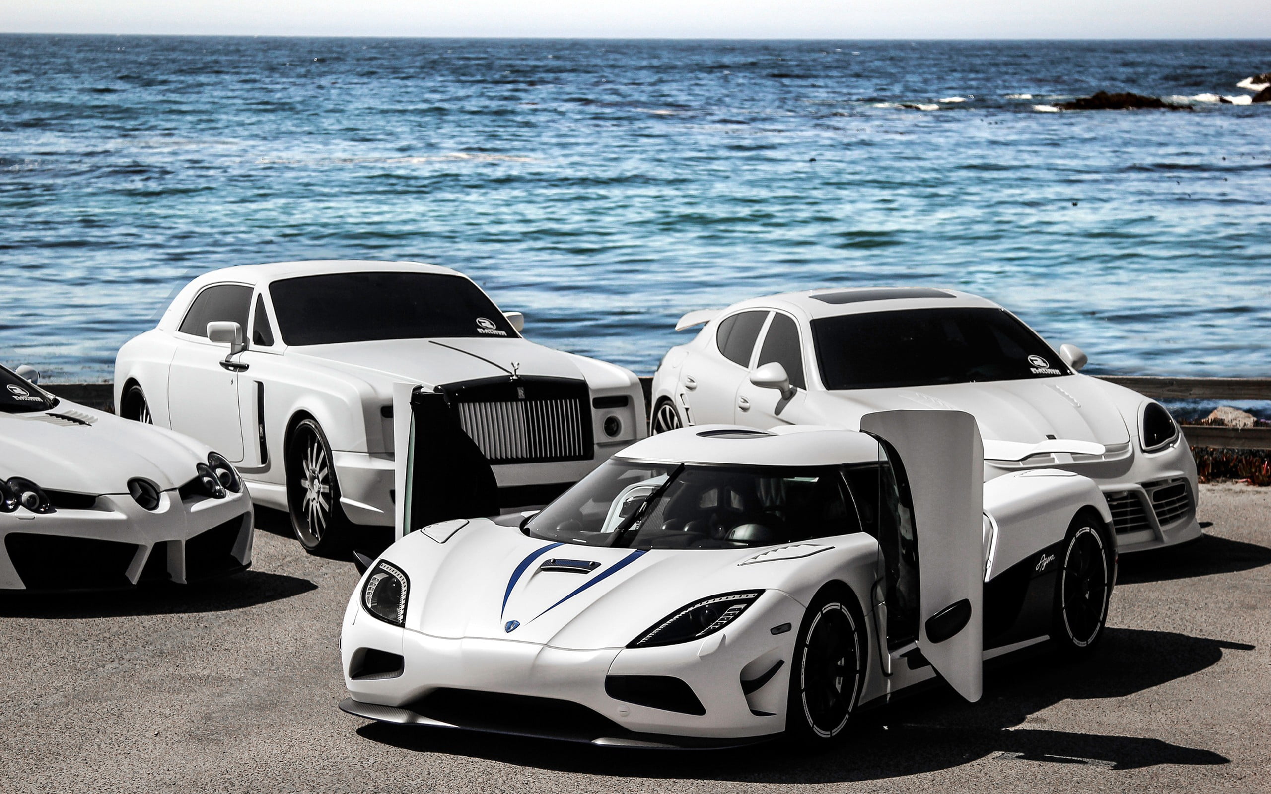 shadow, driving, horizon over water, car, white, mode of transportation, wheel, sports Car, sport, motorsport, koenigsegg, 2K, racecar, elegance, new, HD Wallpaper