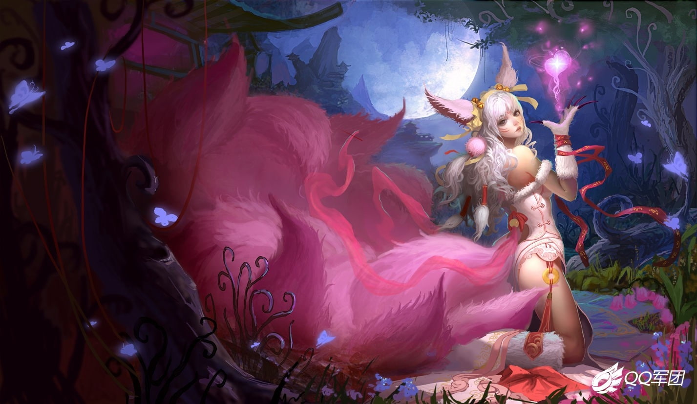 animal ears, nature, 720P, ears, tails, abstract, art, women, hd, animal, artwork, butterflies, fantasy art, fantasy, HD Wallpaper