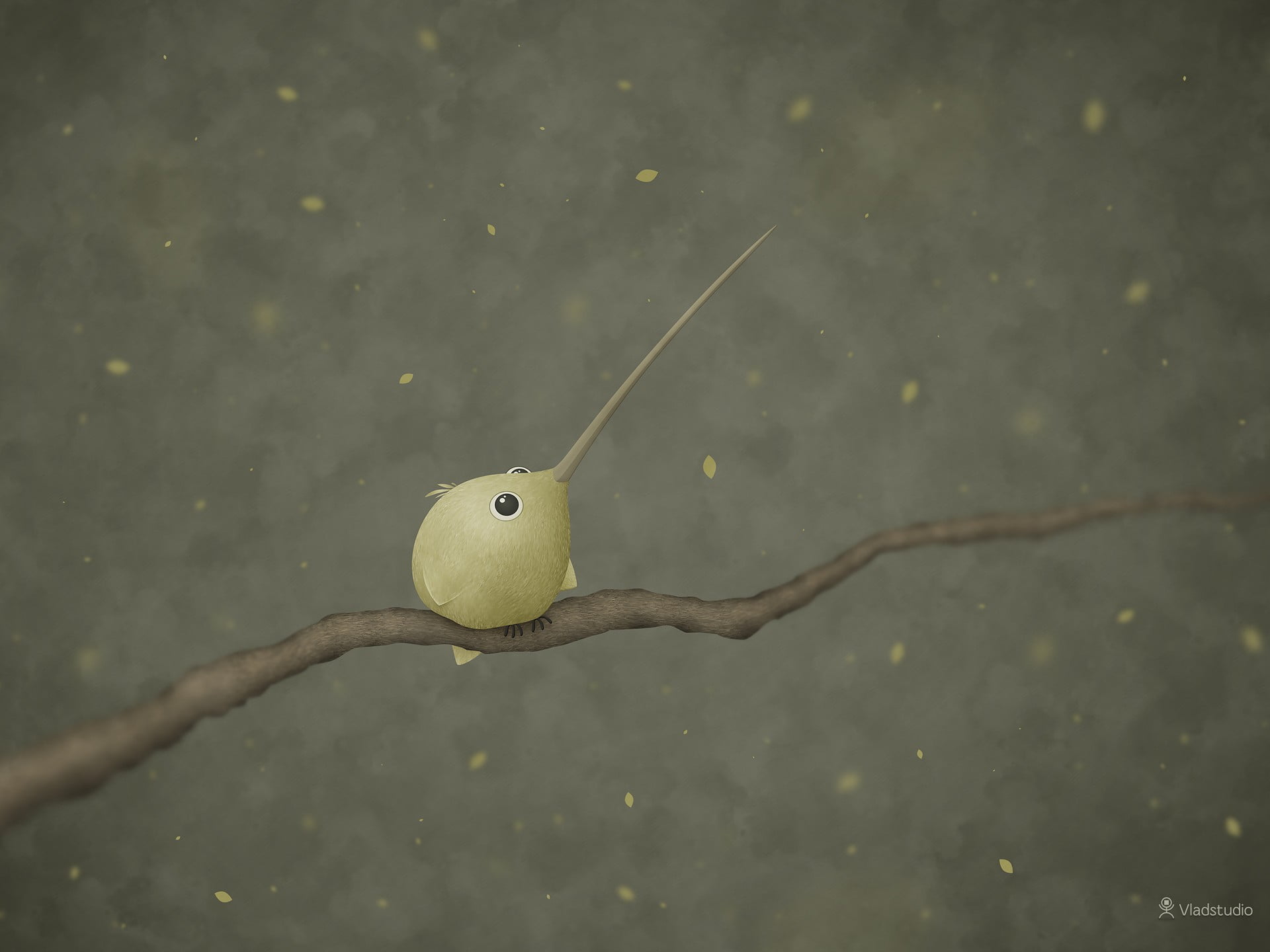 pixel art, day, branch, no people, minimalism, water, animal, nature, tree, green color, bird, animal themes, close-up, Vladstudio, animals in the wild, HD Wallpaper