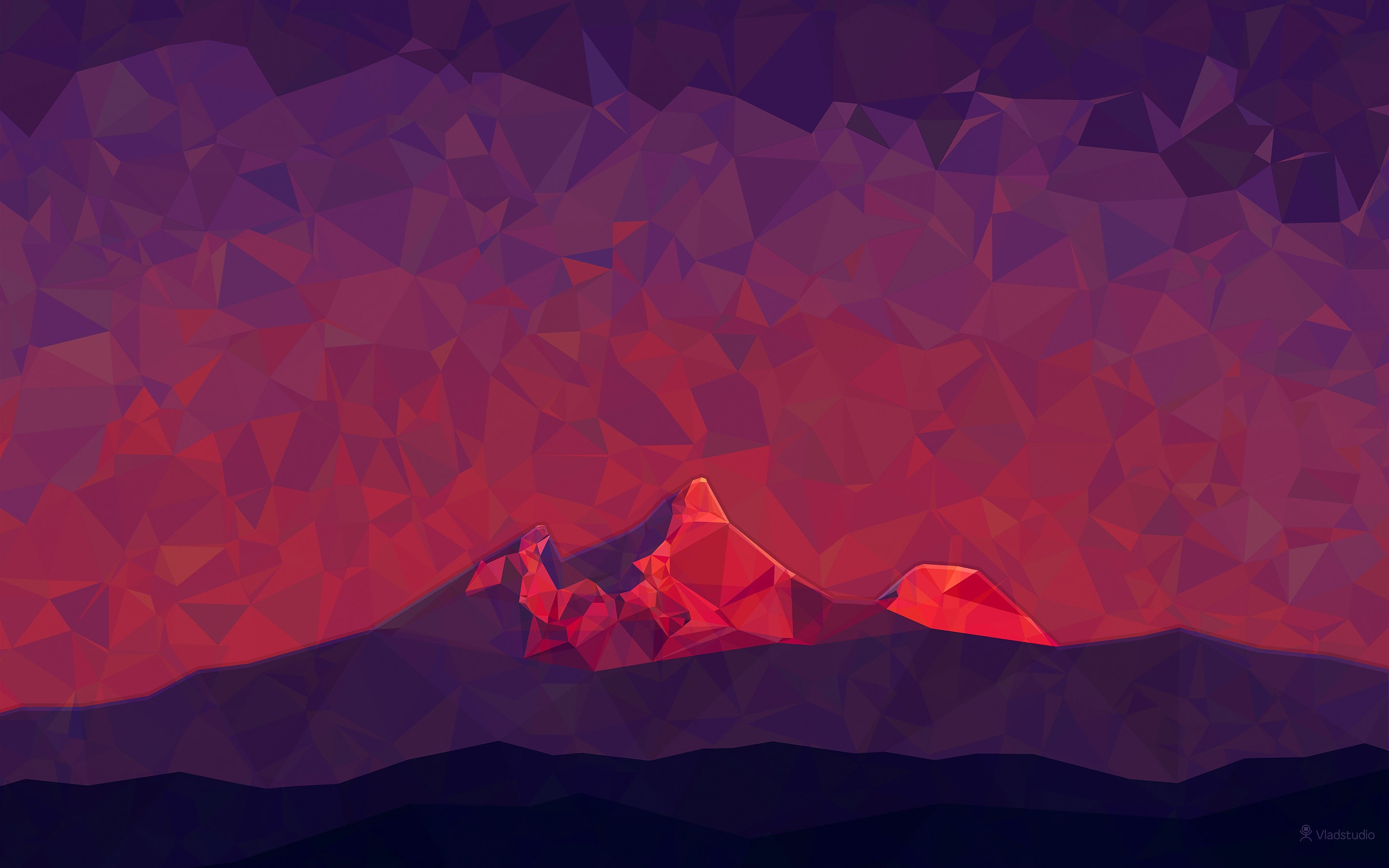 2K, pixel art, low poly, Vladstudio, minimalism, HD Wallpaper
