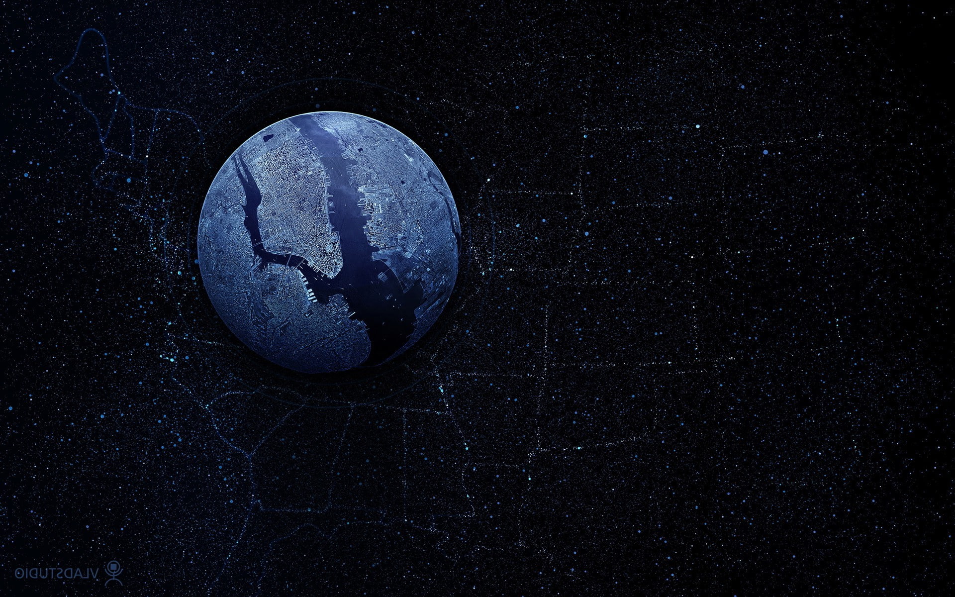 star - space, digital art, universe, Vladstudio, star field, USA, nature, New York City, Lights, still life, astronomy, close-up, dark, map, geometric shape, HD Wallpaper