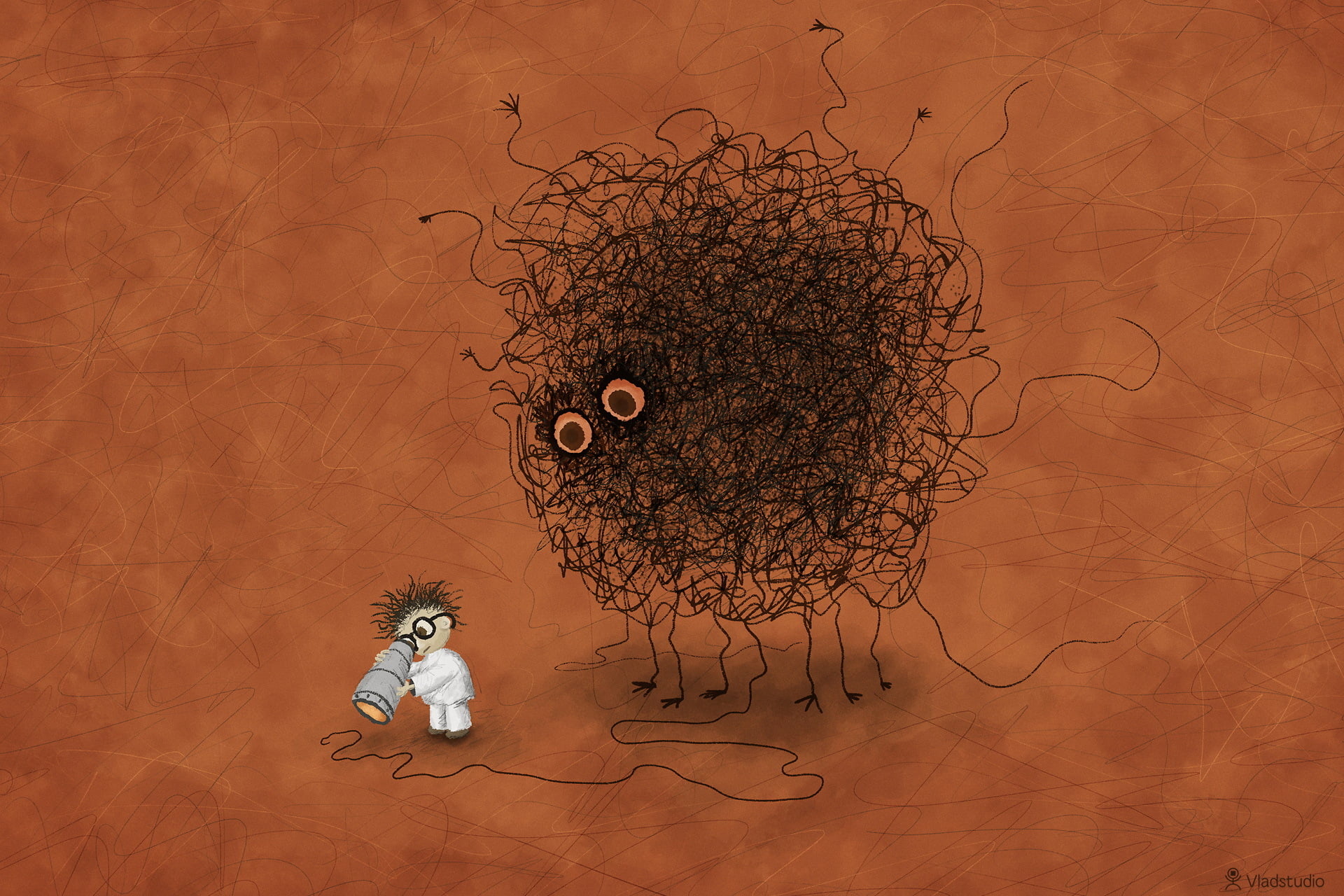 indoors, offspring, plant, backgrounds, human representation, monster, brown, vladstudio, baby, picture, creativity, character, tree, healthcare and medicine, HD Wallpaper