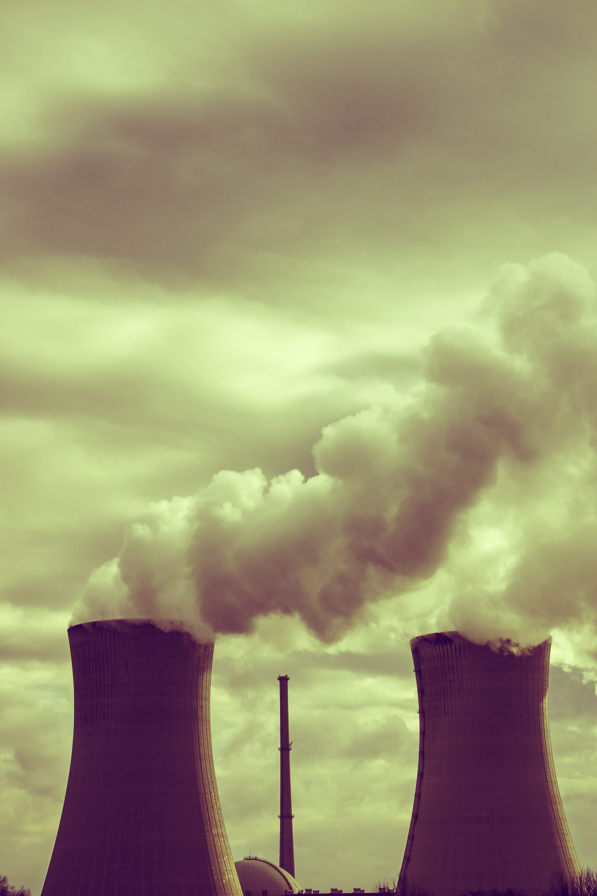 fumes, environment, industrial, sky, architecture, factory, cooling, atmosphere, night, day, generator, electric, no people, energy, smoke - physical structure, Phone HD Wallpaper