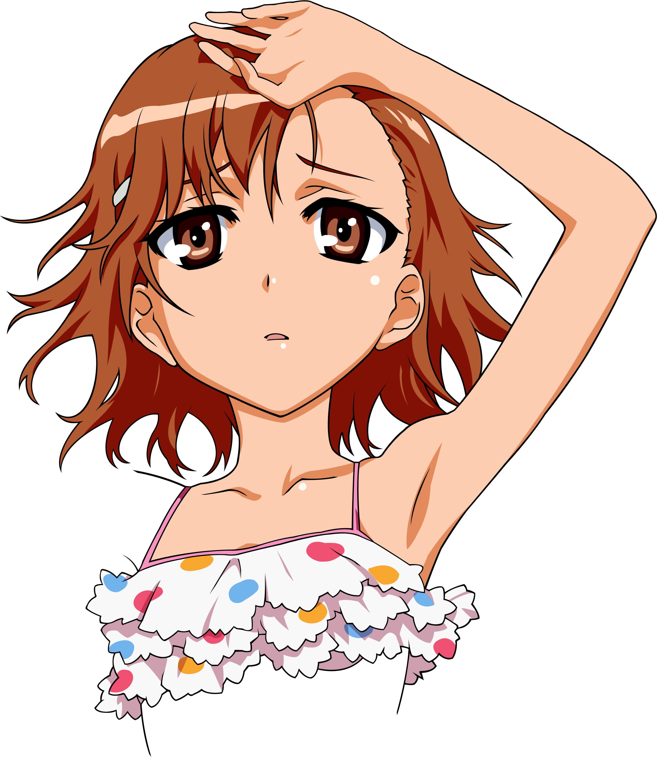 females, white background, To Aru Kagaku no Railgun, headshot, portrait, sadness, front view, cartoon, adult, body part, young adult, emotion, Misaka Mikoto, Phone HD Wallpaper