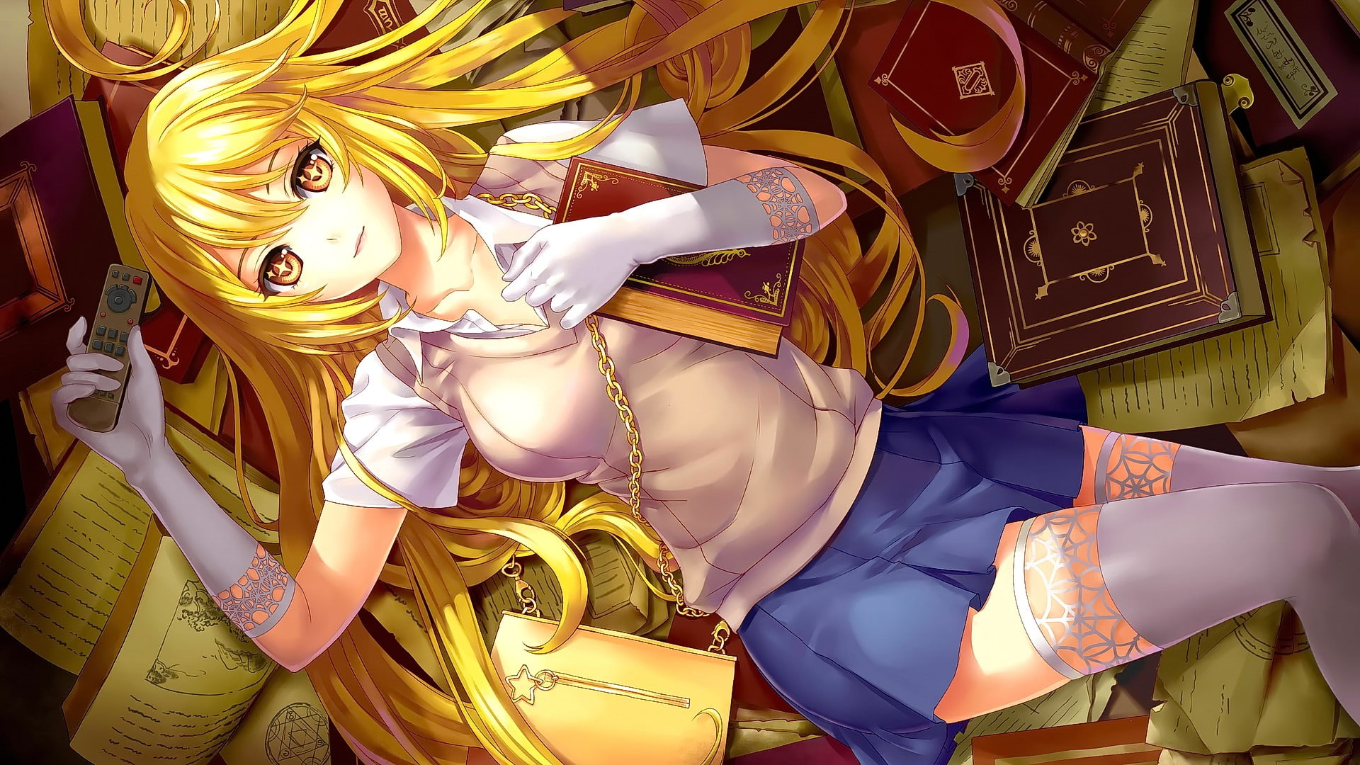 Shokuhou Misaki, anime girls, school uniform, To Aru Kagaku no Railgun, 1080P, blonde, thigh-highs, anime, HD Wallpaper