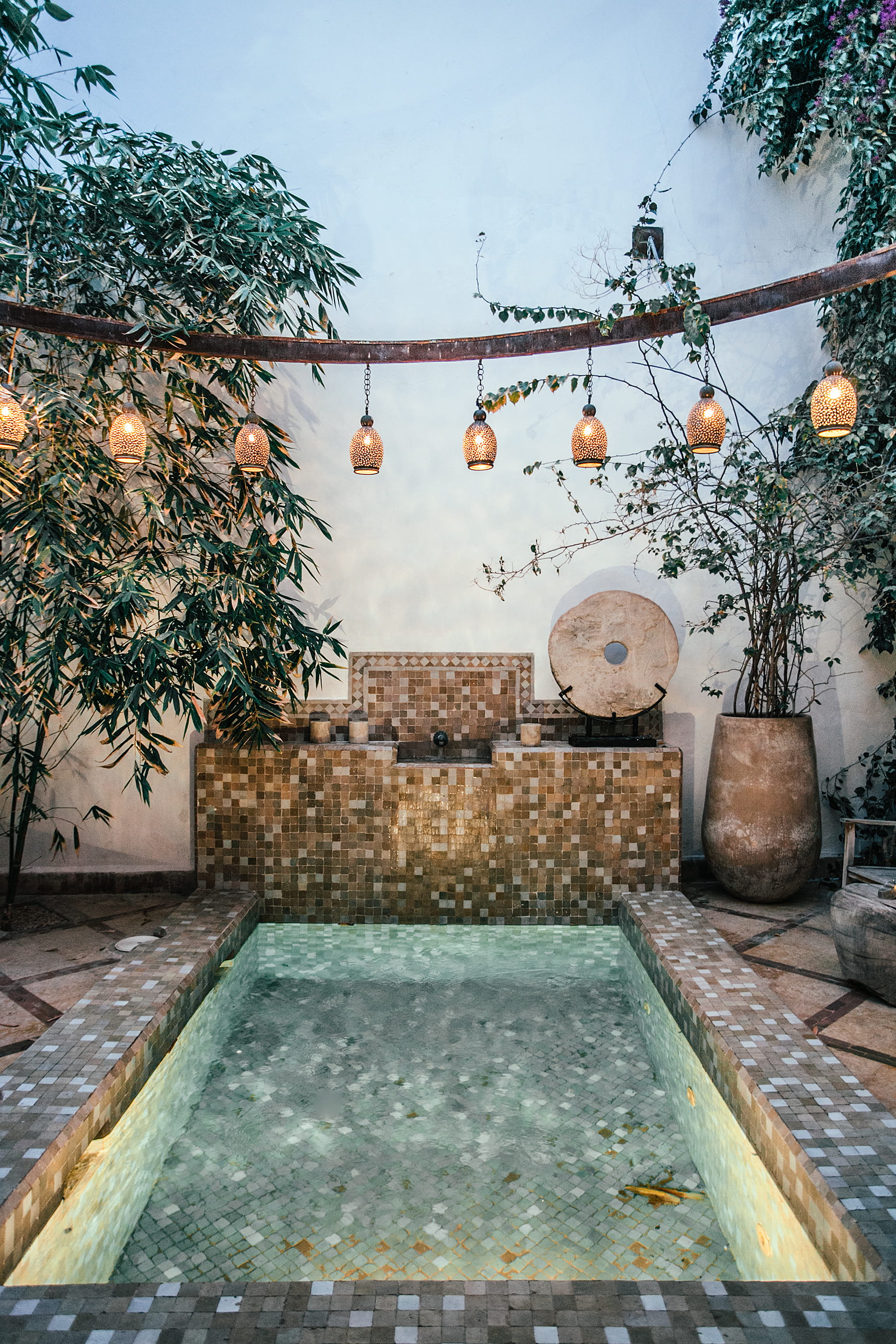 architecture, patio, outdoors, vacatin, day, residential district, wanderlust, interior, lights, plant, illuminated, riad, travel, morocco, built structure, Phone HD Wallpaper