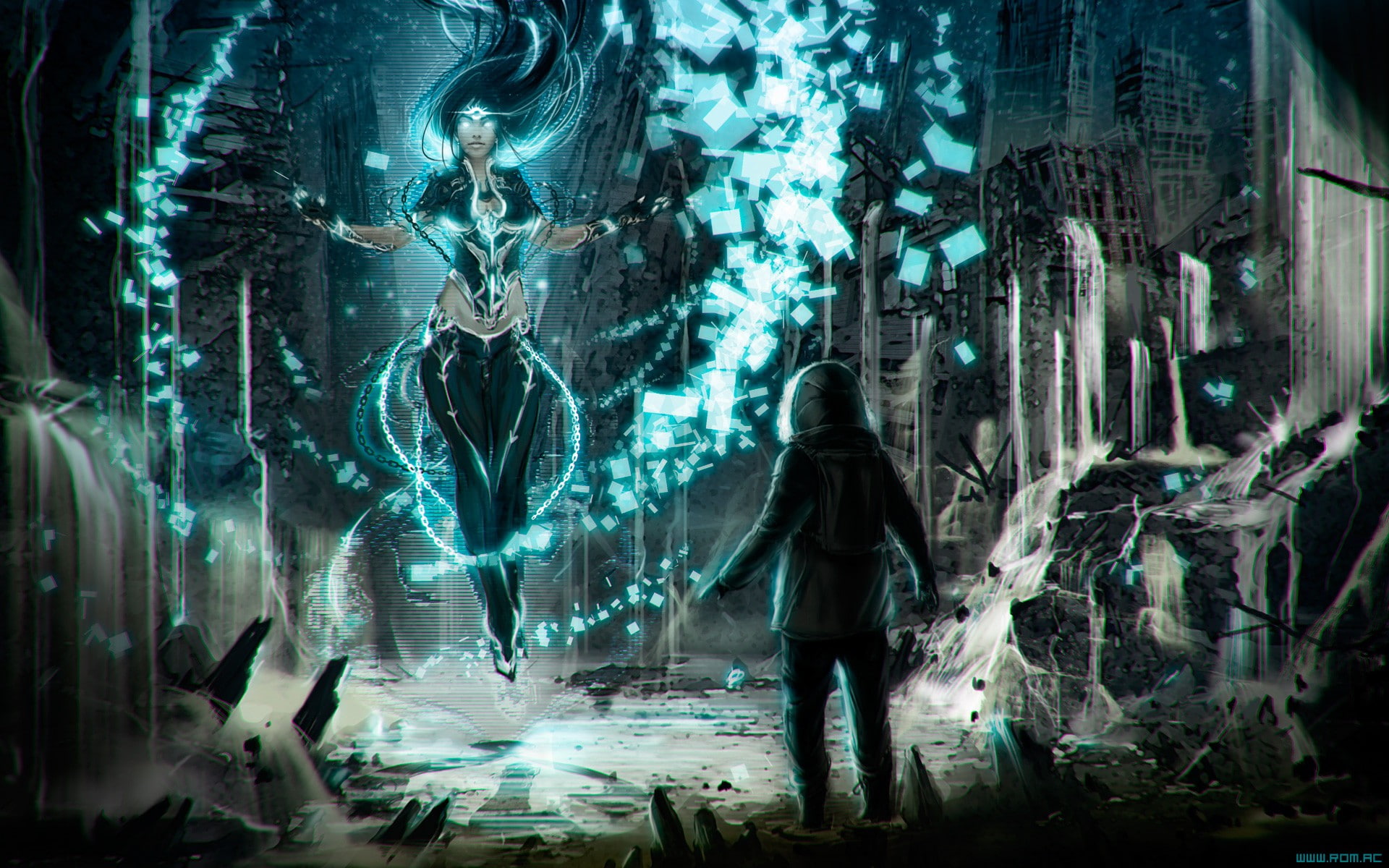 futuristic, 1080P, cyberpunk, magic, levitation, HD Wallpaper