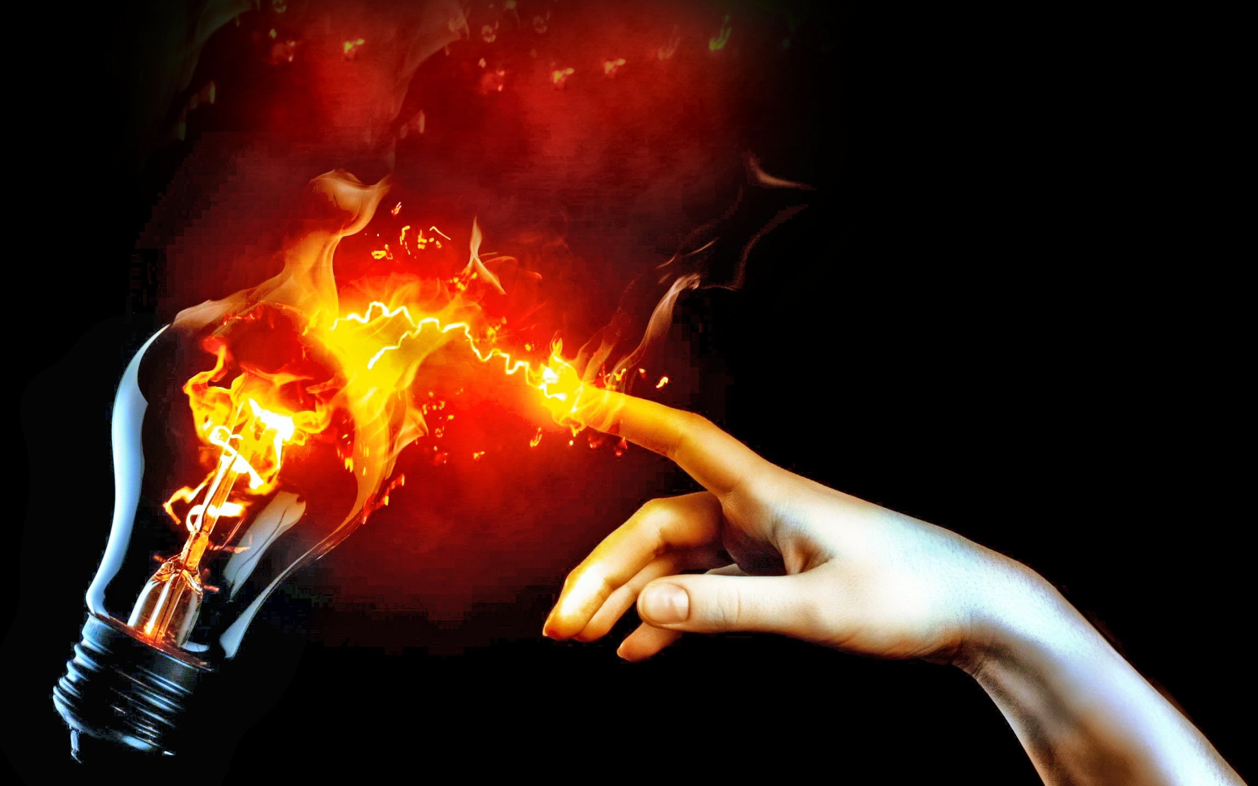 2K, lightbulb, fire, abstract, HD Wallpaper