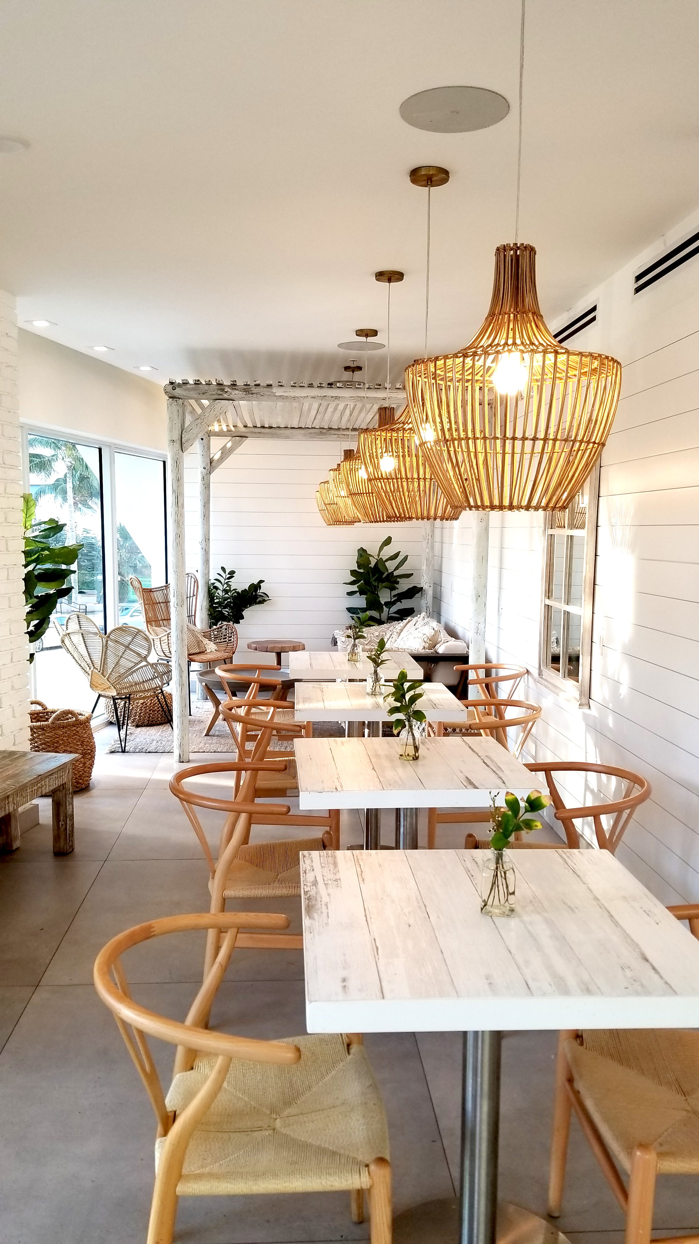 plant, miami, dining table, ceiling, home interior, cafe, flooring, tabletop, light, usa, modern, lobby, seat, dining room, sets, indoors, home, no people, Phone HD Wallpaper