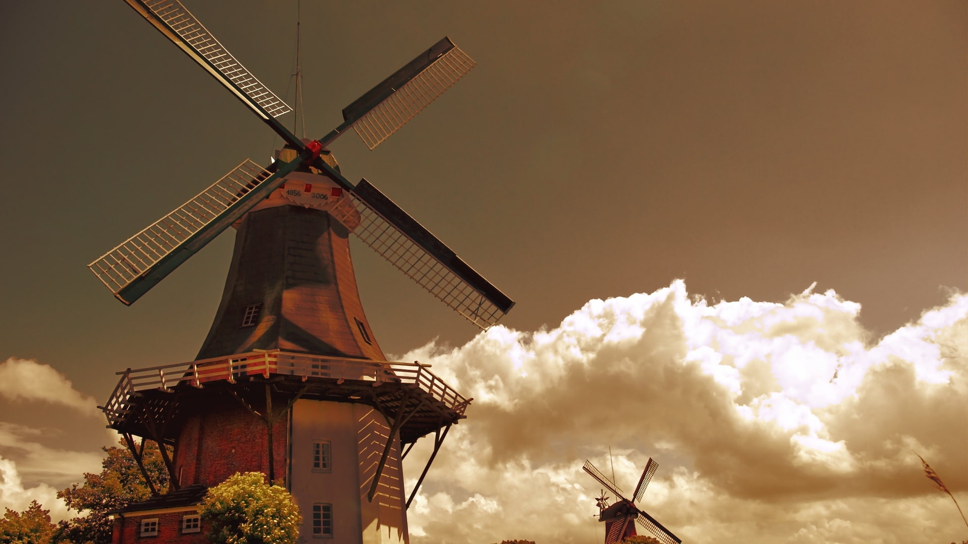 outdoors, sustainable resources, built structure, building exterior, nature, technology, cloud - sky, traditional windmill, renewable energy, architecture, HD Wallpaper