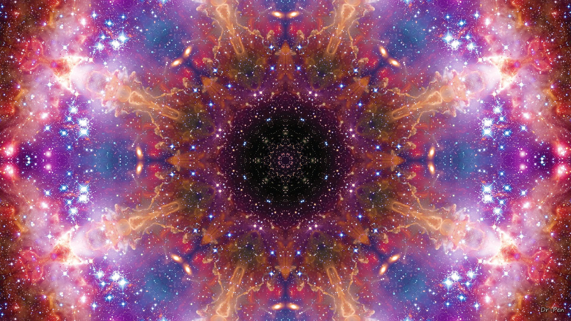 Mandala, Abstract, Manipulation, Purple, Artistic, Space, Galaxy, Pattern, Digital Art, 1080P, HD Wallpaper