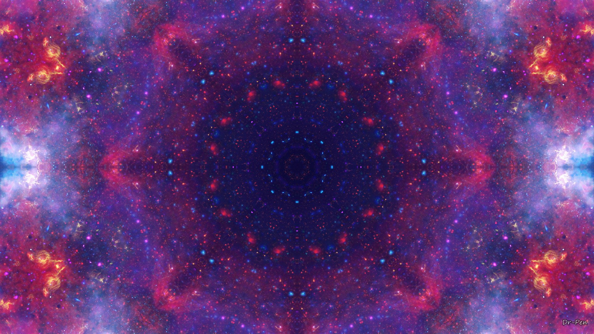 Artistic, Digital Art, Manipulation, 1080P, Stars, Abstract, Pattern, Space, Purple, Mandala, HD Wallpaper