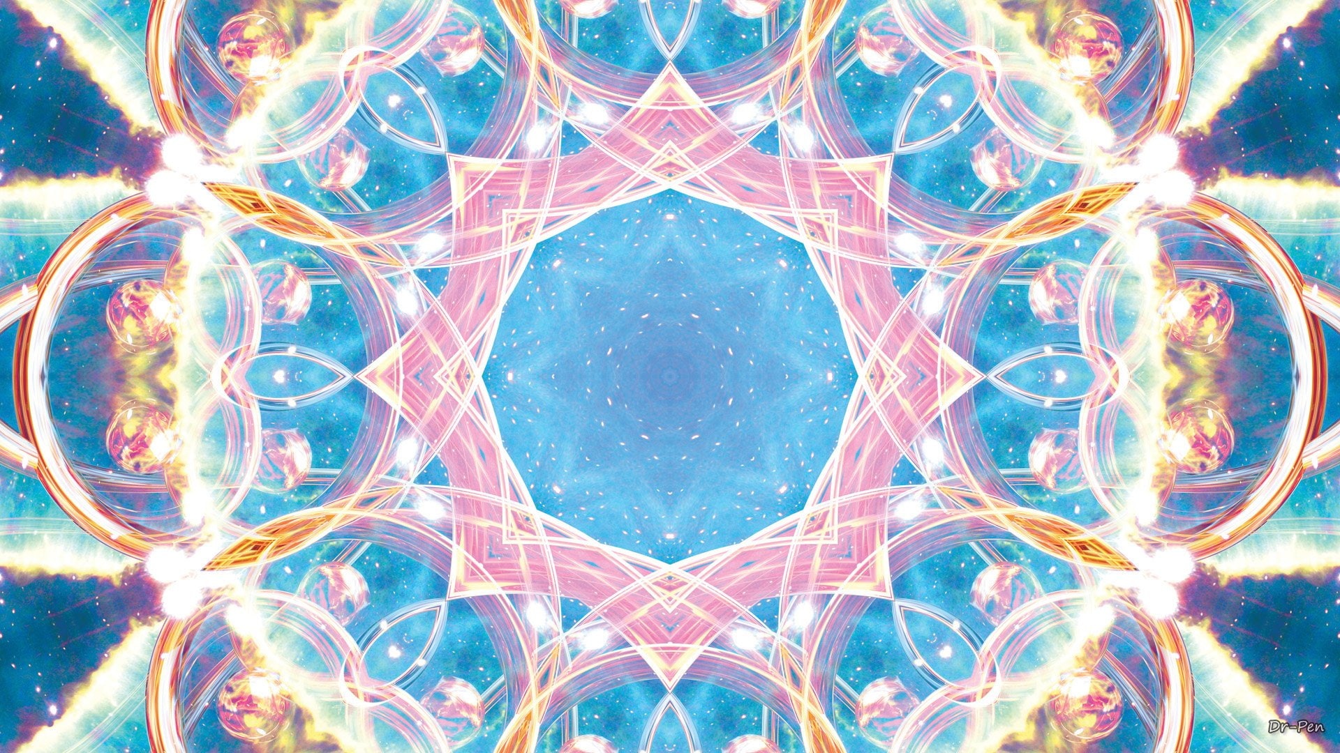 Mandala, Abstract, 1080P, Digital Art, Blue, Ring, Pattern, Space, Artistic, Manipulation, Bright, HD Wallpaper