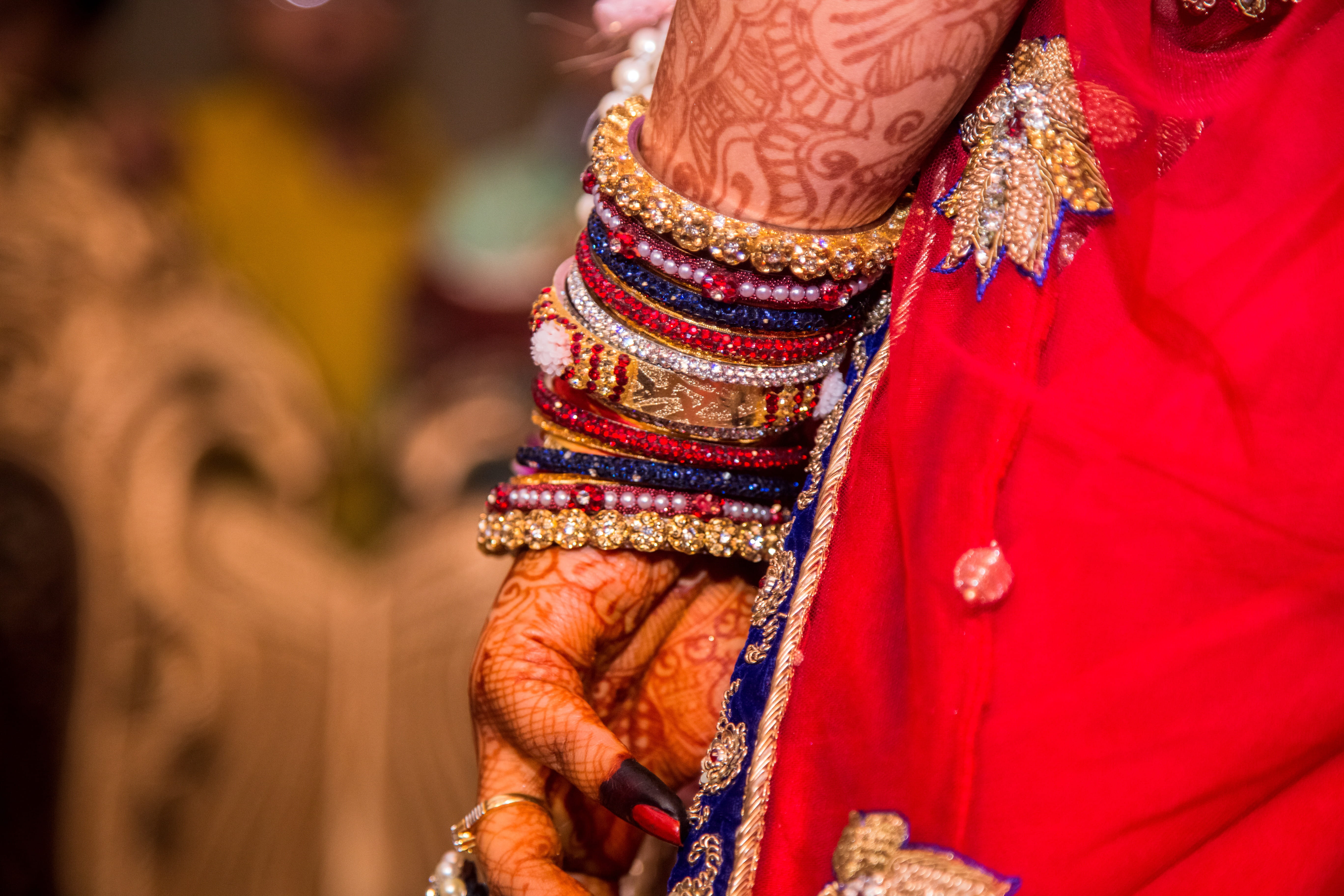 happy, event, celebration, woman, hena, adult, indian, red, married, traditional clothing, outdoors, hand, traditions, midsection, women, jewelry, 5K, HD Wallpaper