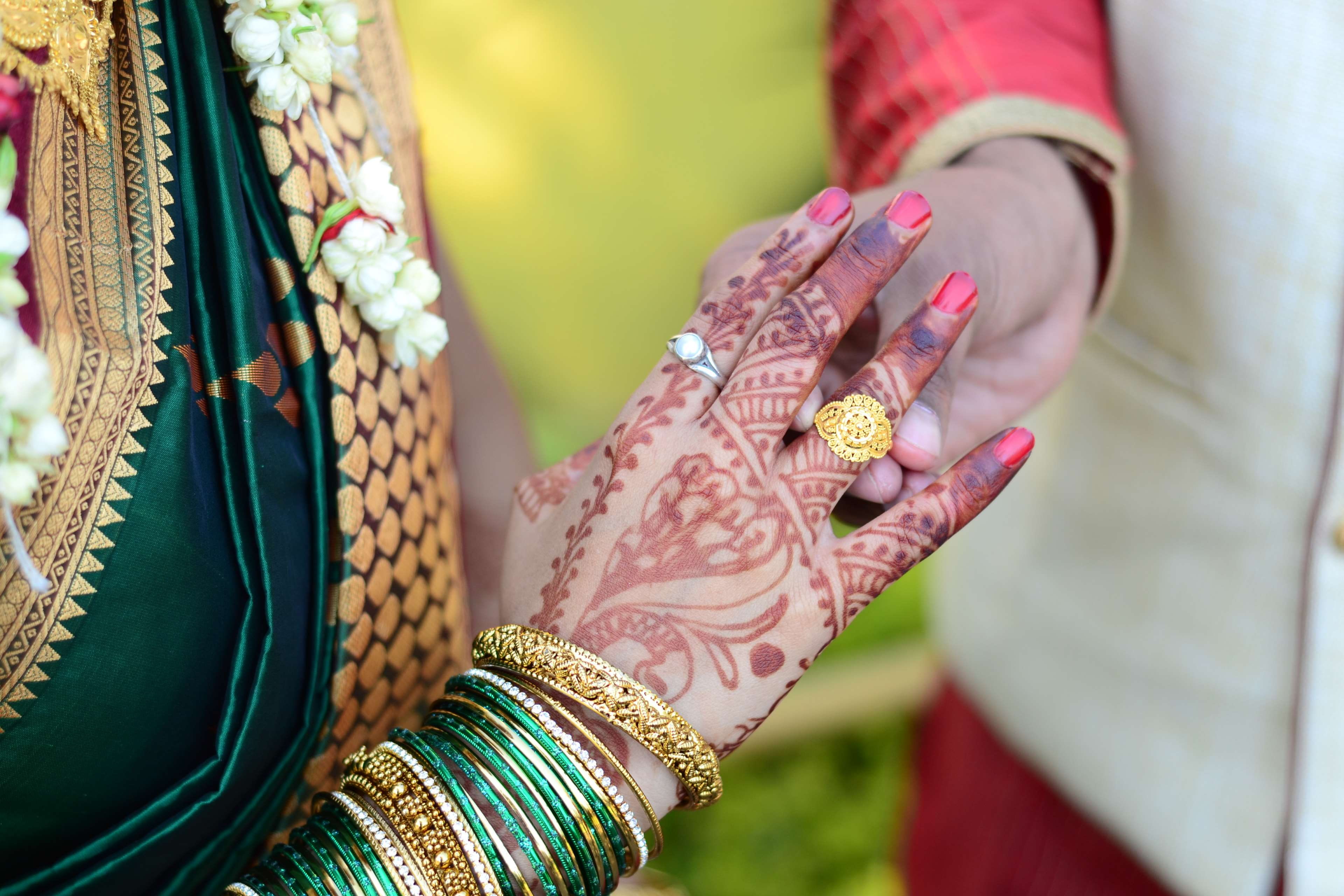 traditional clothing, tattoo, bangle, indian, jewelry, wedding ceremony, engagement, human hand, hand, traditional ceremony, gold rings, tradition, wedding, HD Wallpaper