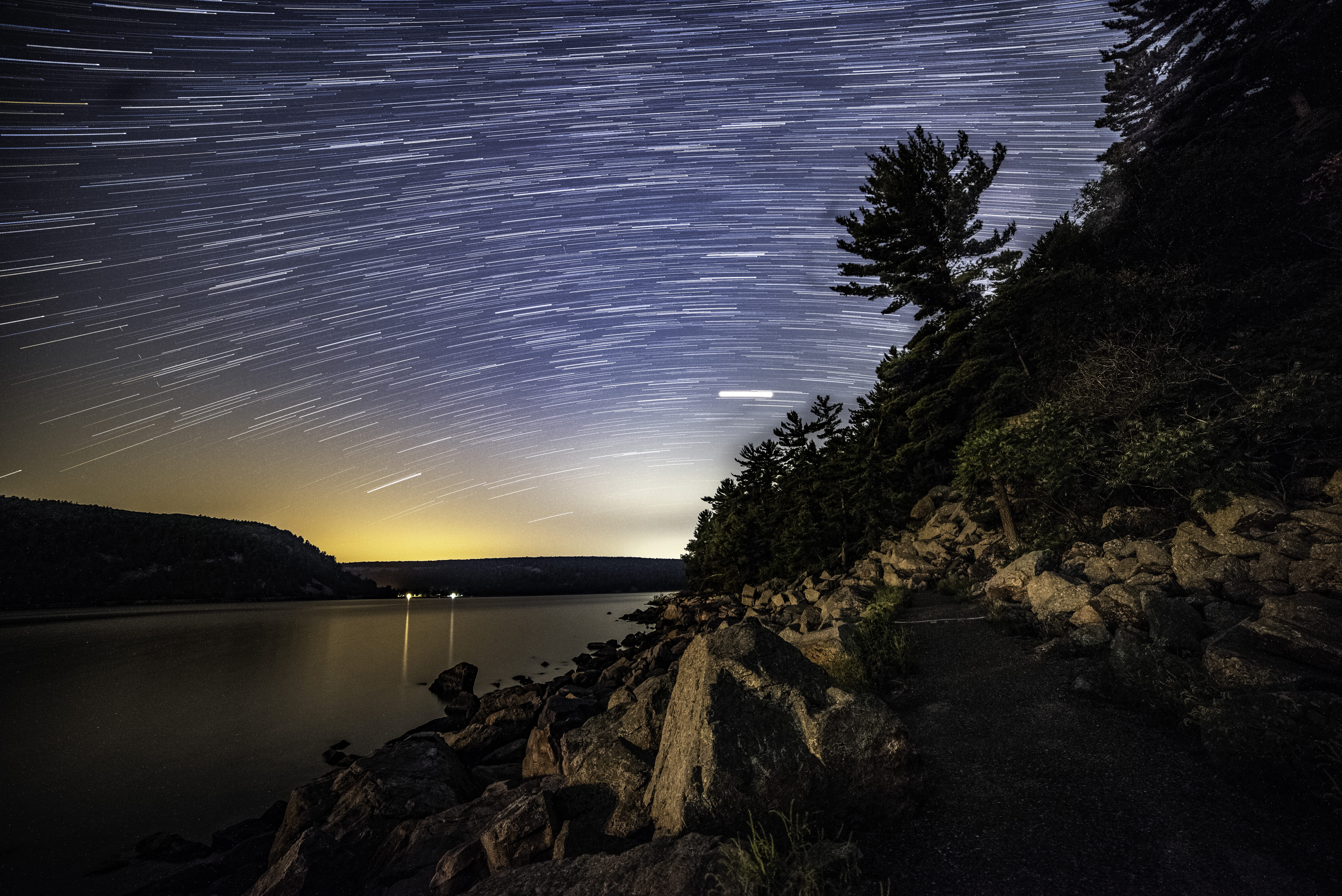 ripple, orbit, no people, cloud - sky, rock, ocean, long exposure, night, baraboo, water, space, united states, devils lake state park, tranquility, body, HD Wallpaper
