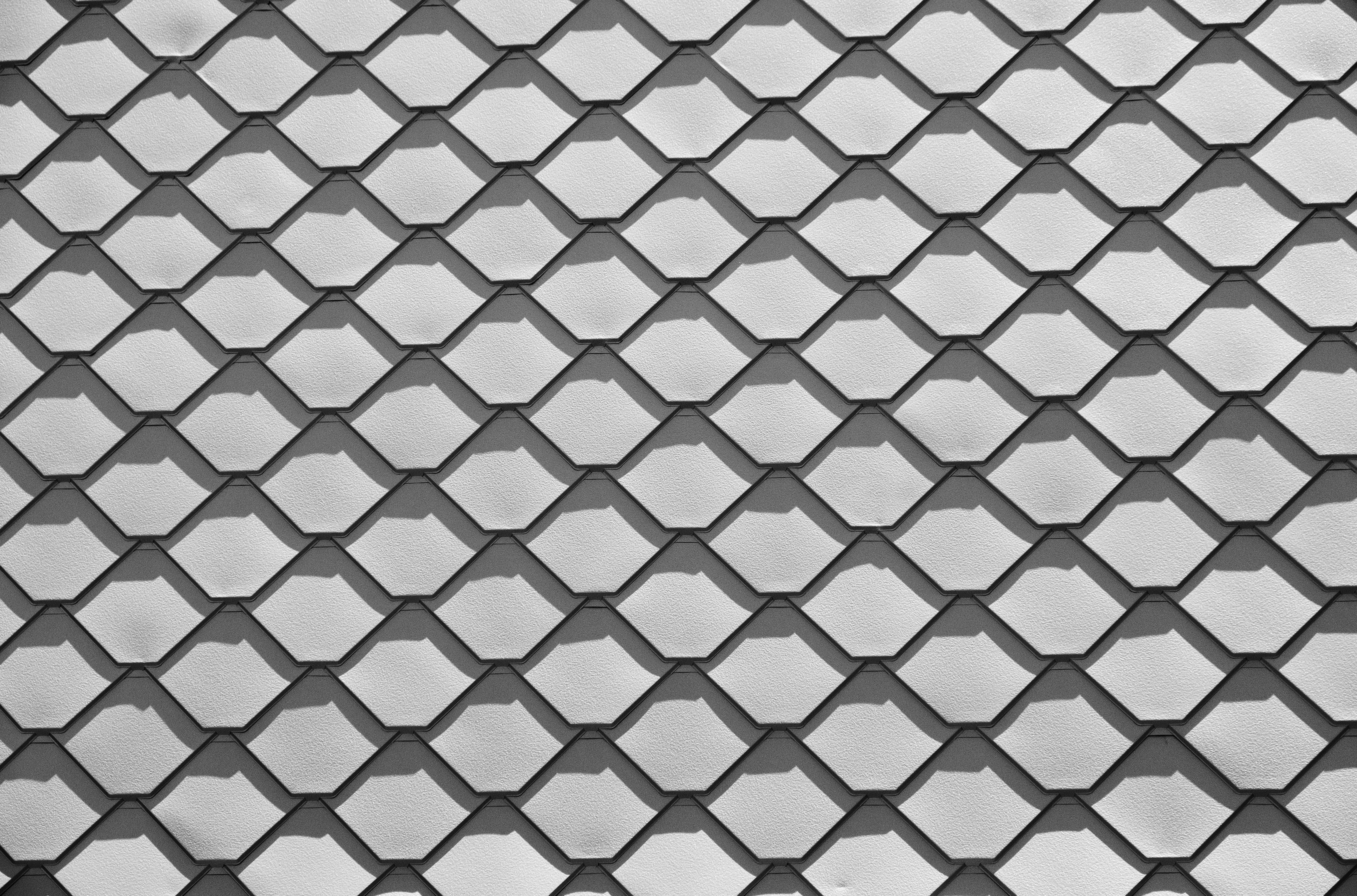 close-up, symmetry, backgrounds, day, 4K, gray, untitled, architecture, minimal, repetition, outdoors, shape, black and white, no people, design, fence, HD Wallpaper