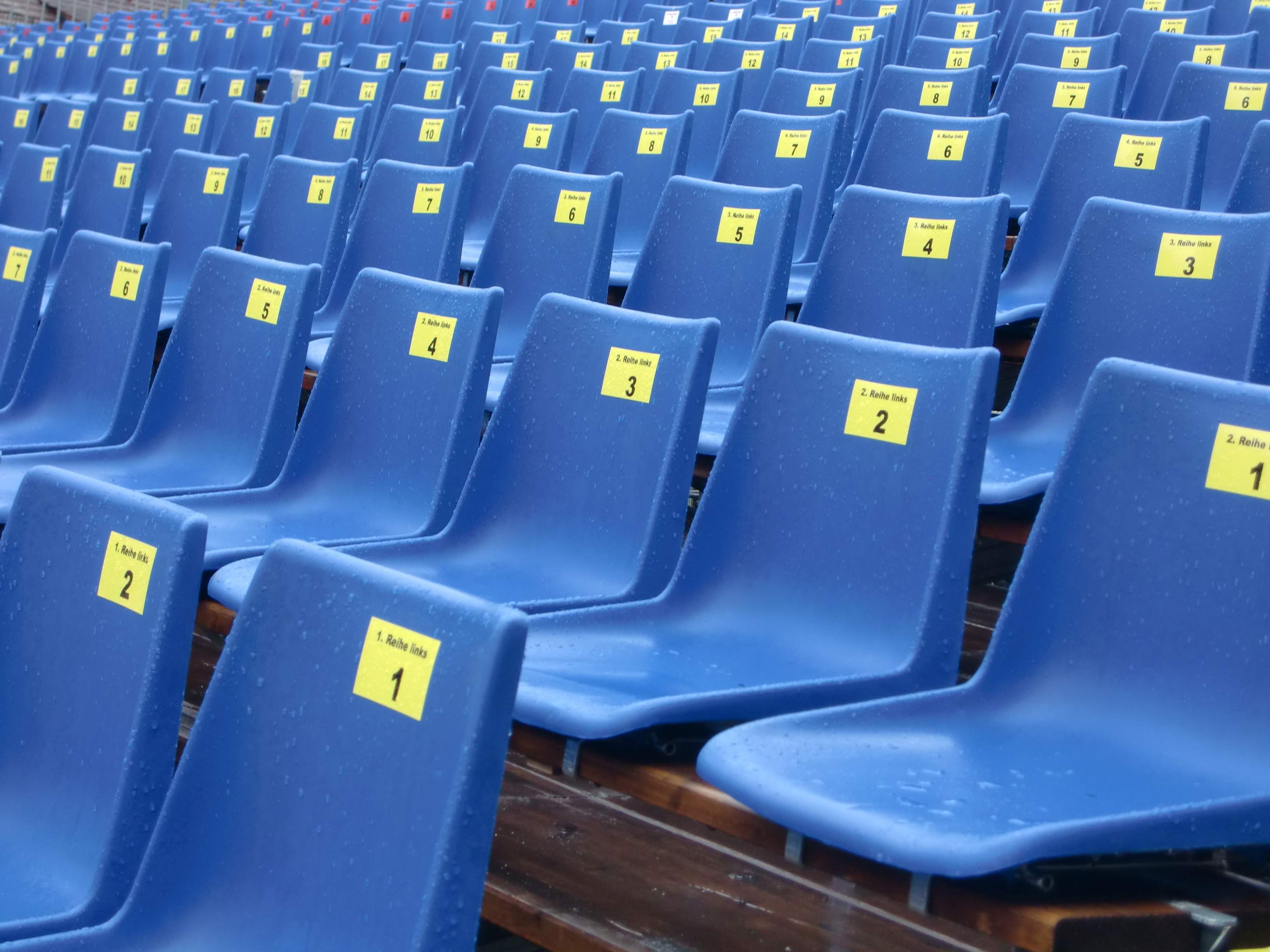 no people, sign, empty, blue, connection, indoors, full frame, computer key, label, text, plastic, chair series, number, communication, bucket seats, theater, HD Wallpaper