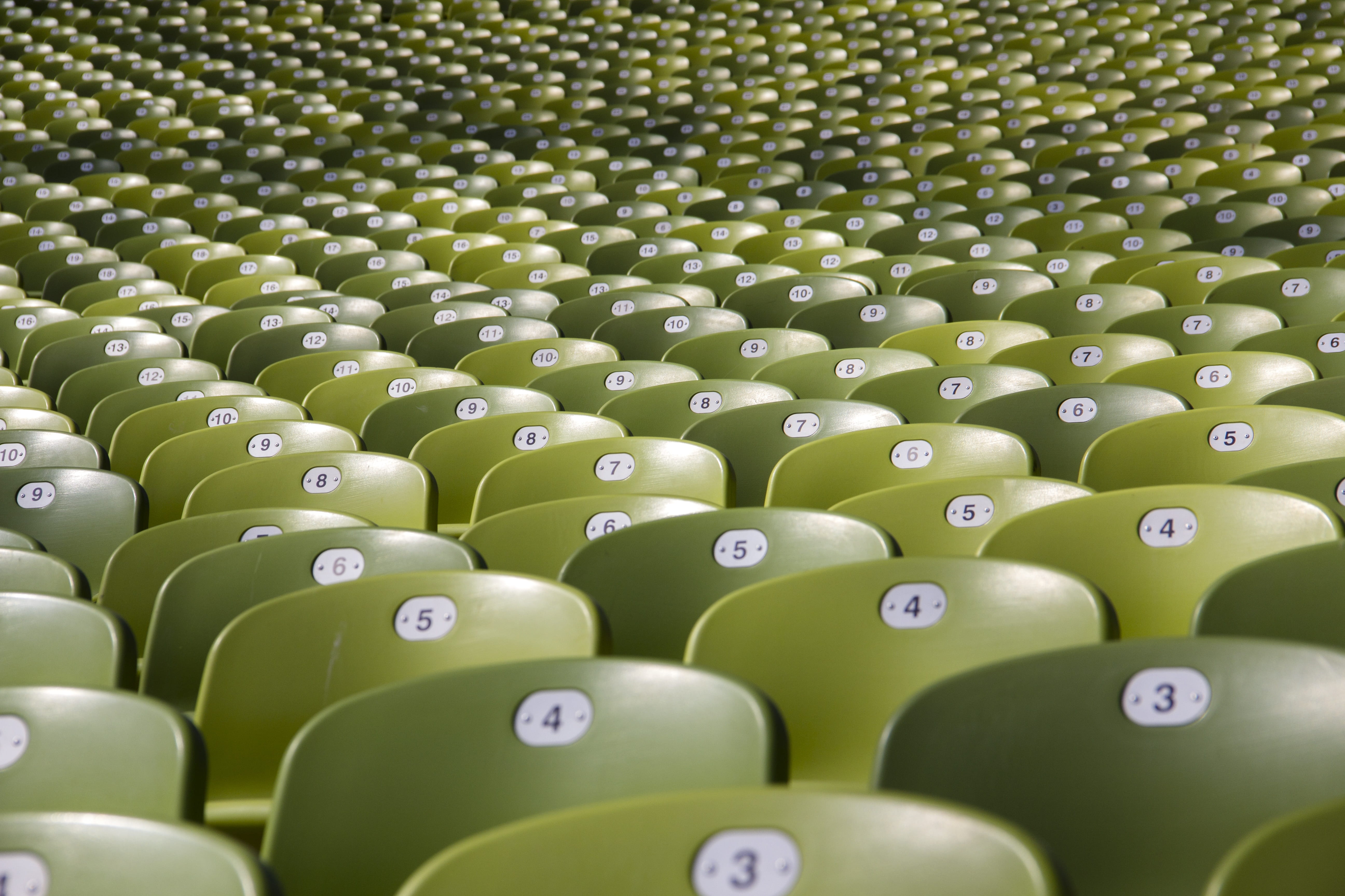 side by side, event, green color, many, abundance, plastic, absence, audience, sport, pattern, number, no people, auditorium, color, marking, seats, stadium, HD Wallpaper