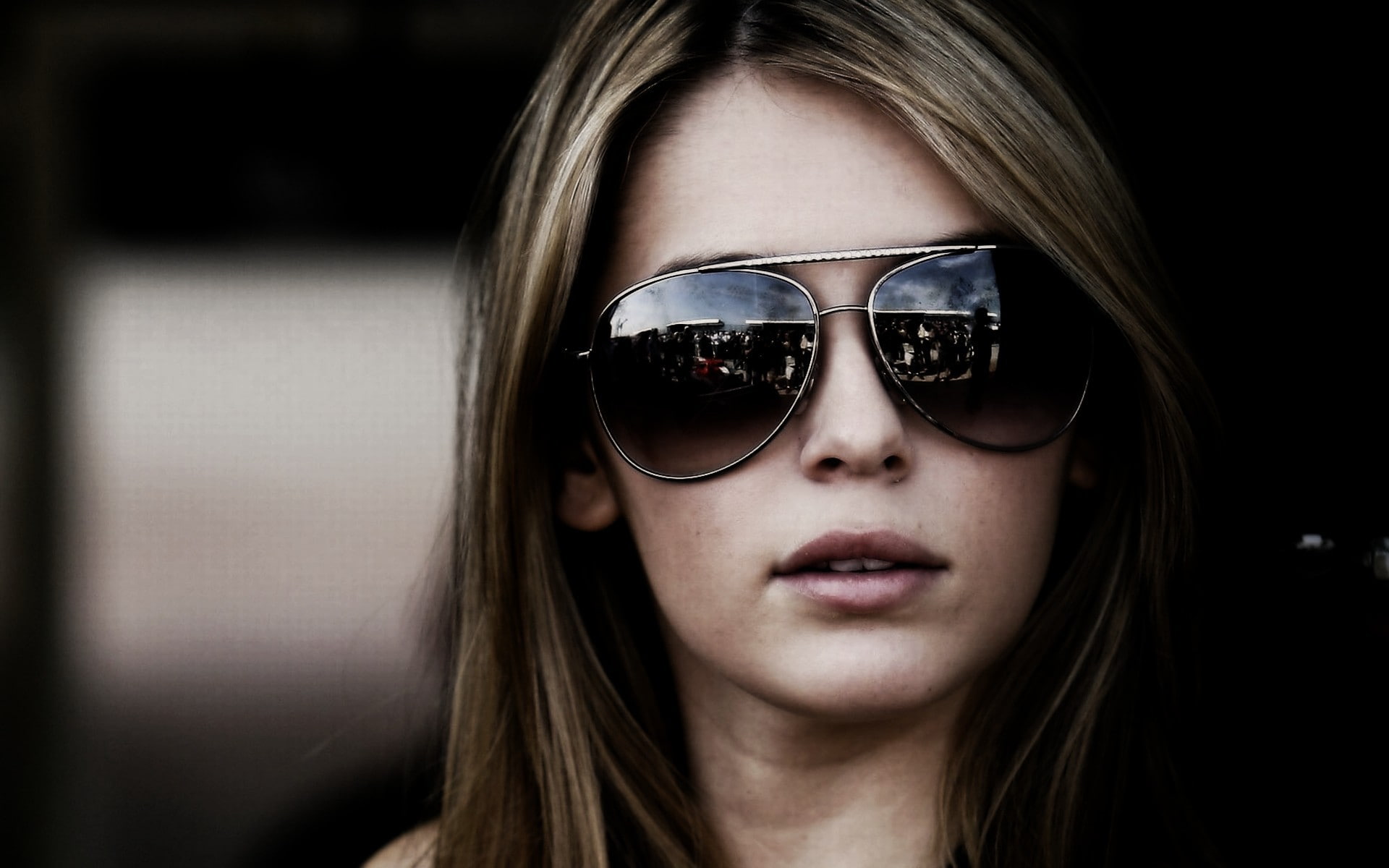 glasses, human face, front view, girls, women with glasses, teenager, women with shades, portrait, hairstyle, Keeley Hazell, innocence, 1080P, fashion, HD Wallpaper