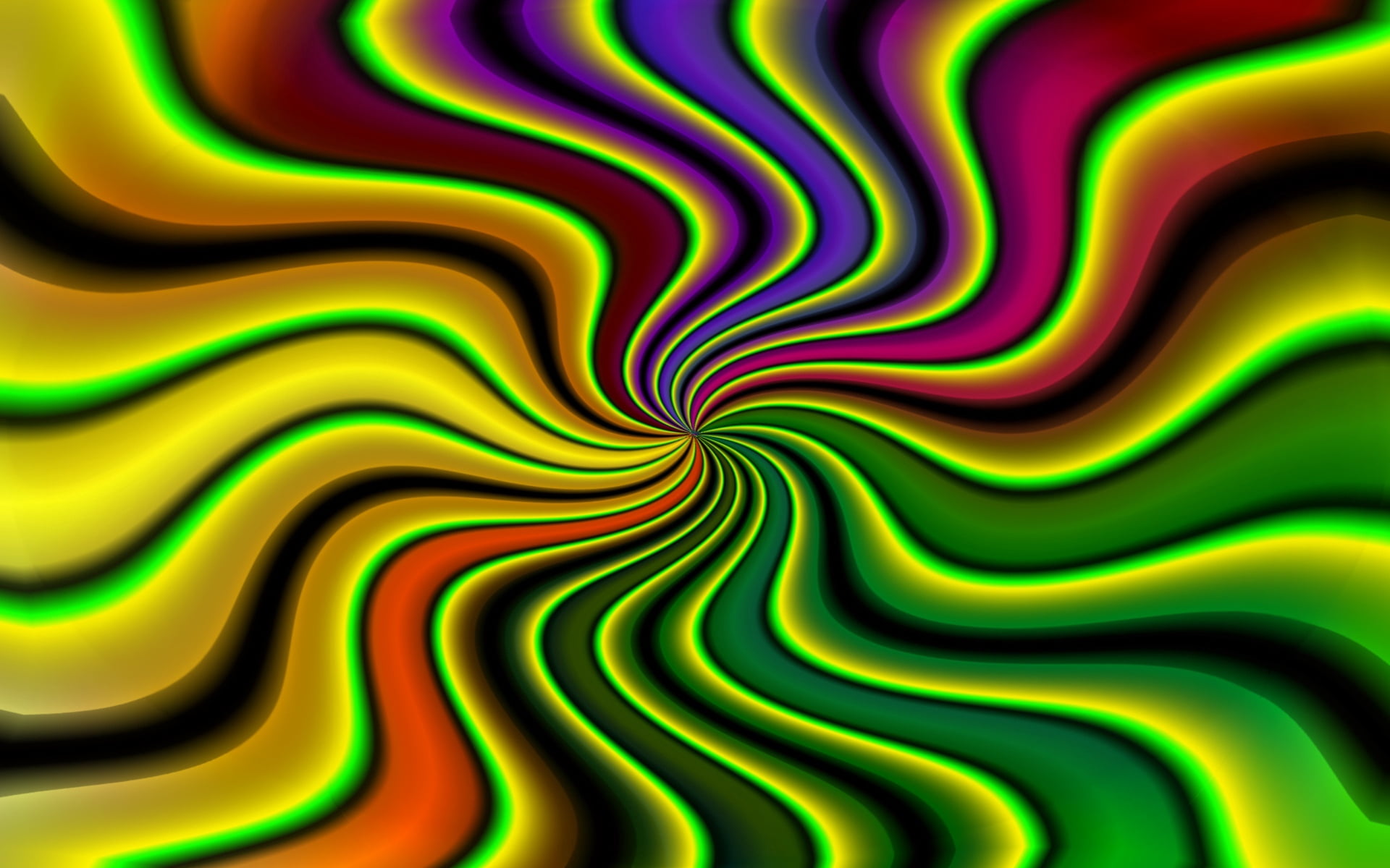 close-up, bright, decoration, swirl, light - Natural Phenomenon, illuminated, psychedelic, 1080P, backdrop, art, shiny, green color, black, illusion, shape, HD Wallpaper