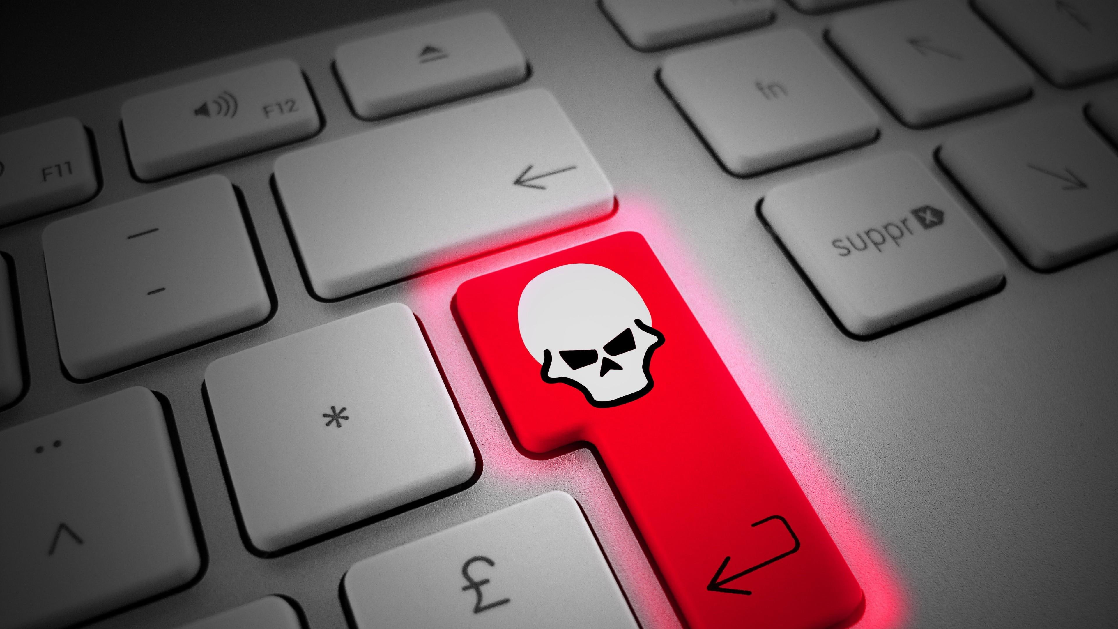 technology, computer keyboard, skull, computer component, product, product design, red, 4K, button, input device, space bar, electronic device, funny, HD Wallpaper