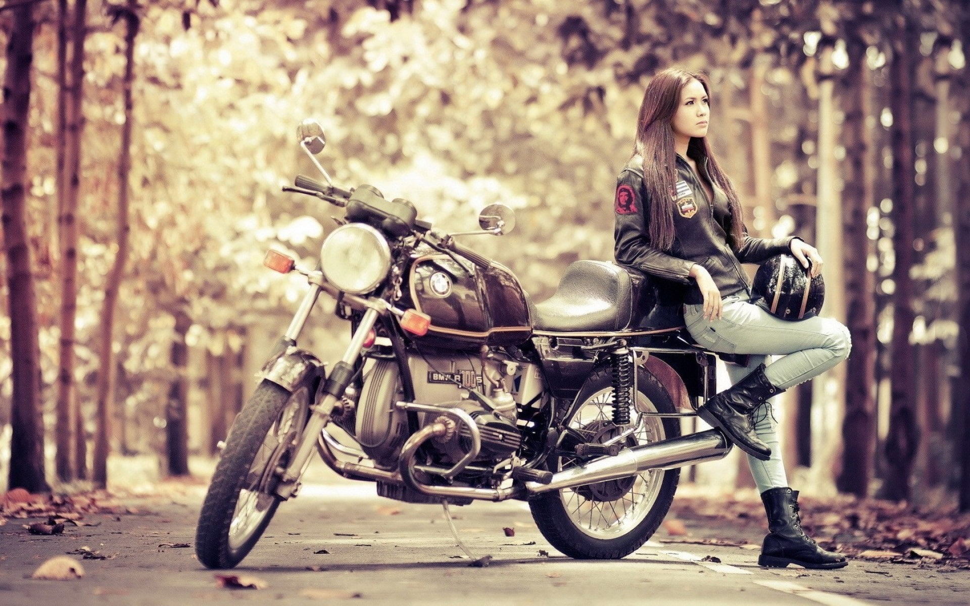 rs, Girl, Motorcycle, BMW, 1080P, HD Wallpaper