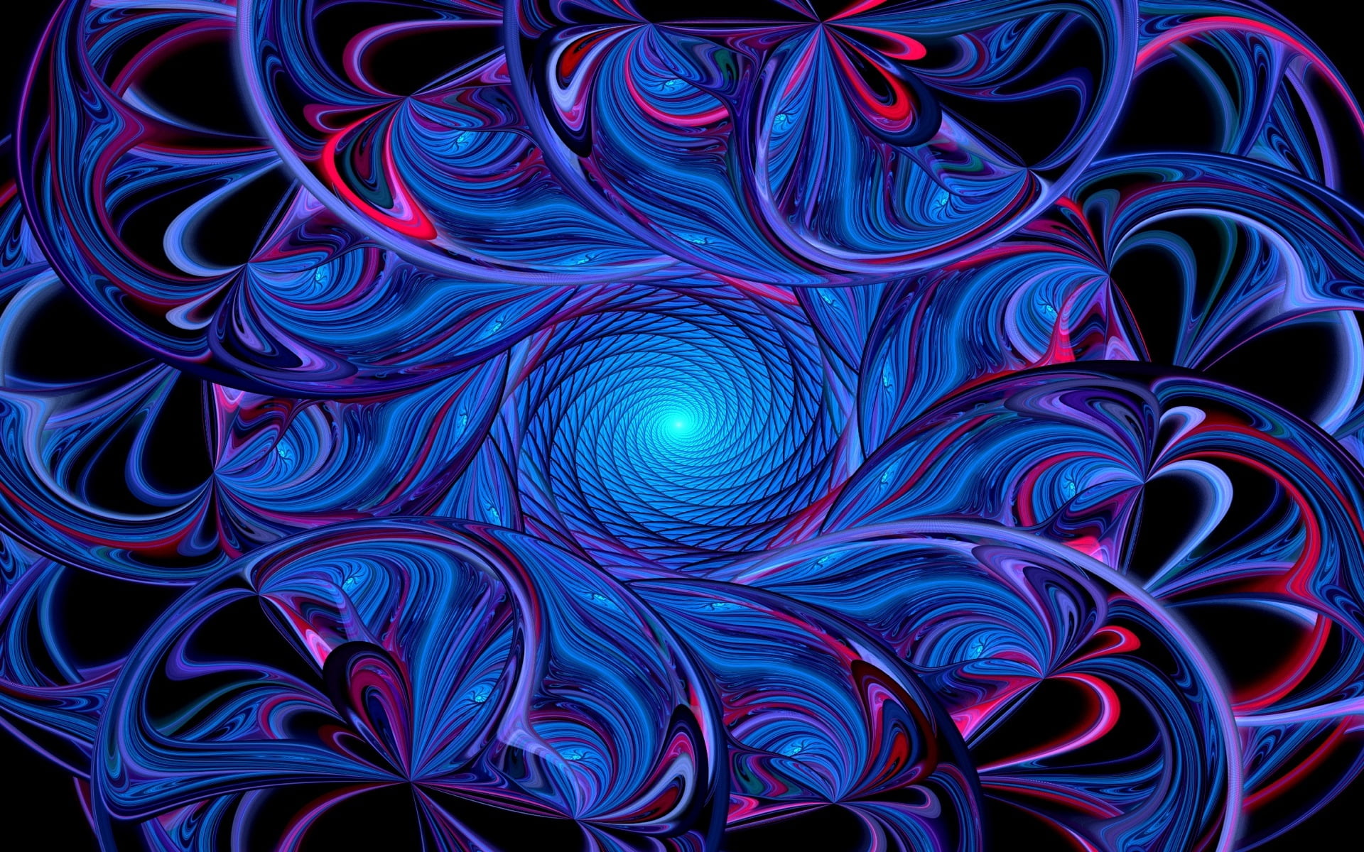 abstract, blue, rotation, vibrant color, art, spiral, motion, creativity, image, backdrop, surreal, computer Graphic, neon, fantasy, illuminated, chaos, HD Wallpaper