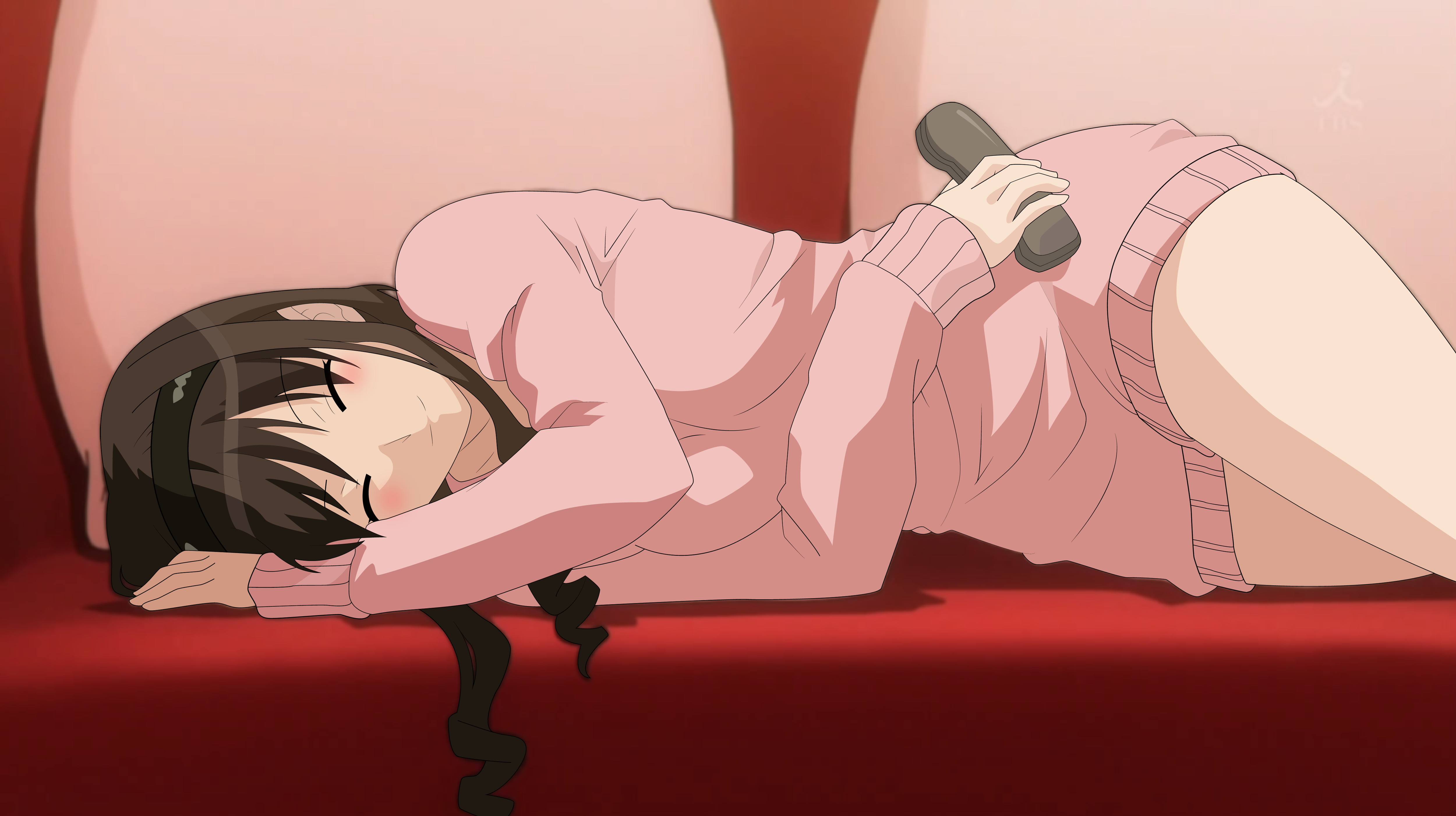 illuminated, red, one person, input device, equipment, indoors, full length, anime girls, lifestyles, 4K, arts culture and entertainment, creativity, Amagami, HD Wallpaper