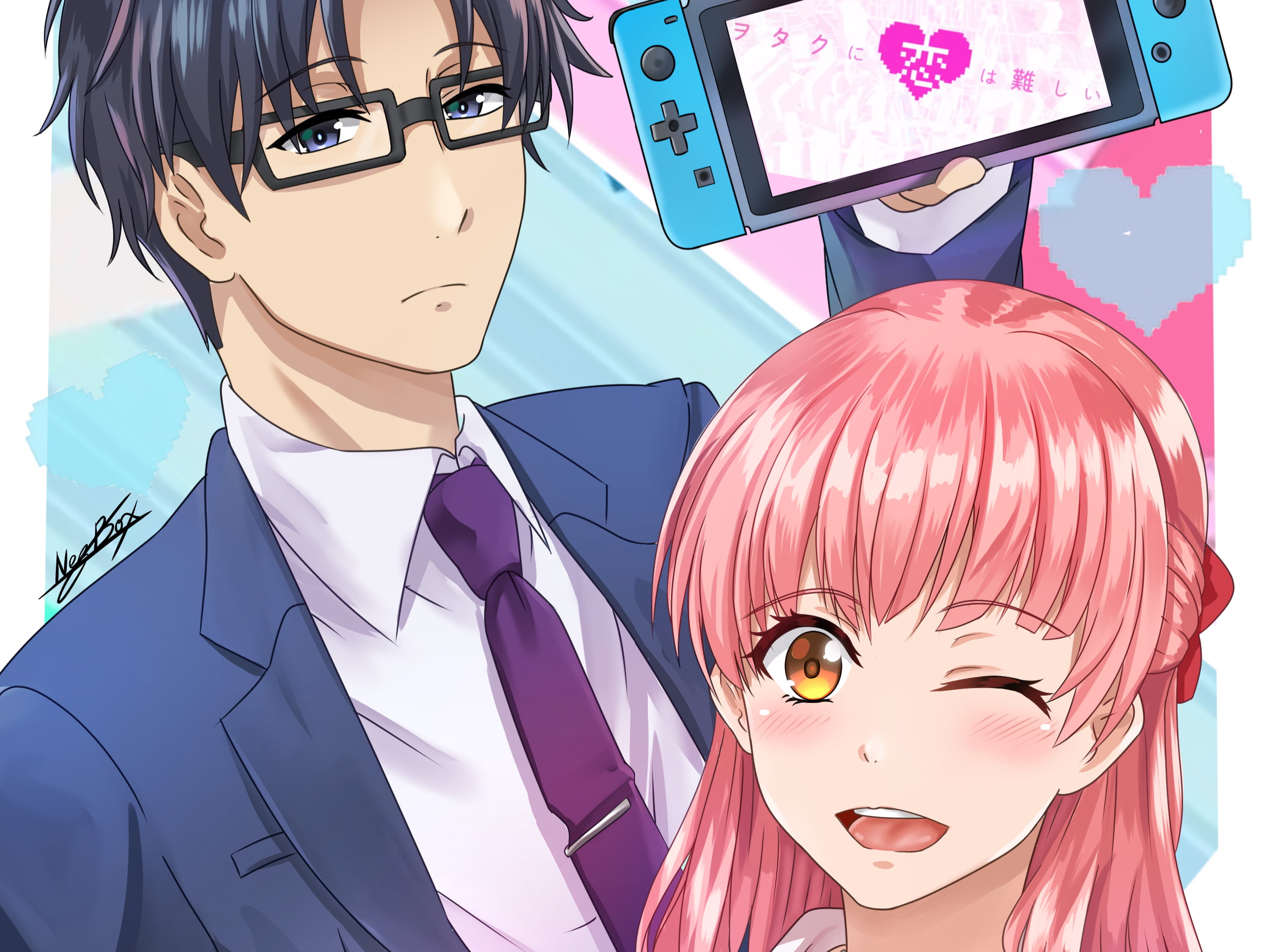 Narumi Momose, Hirotaka Nifuji, Wotaku ni Koi wa Muzukashii, 1080P, Anime, HD Wallpaper