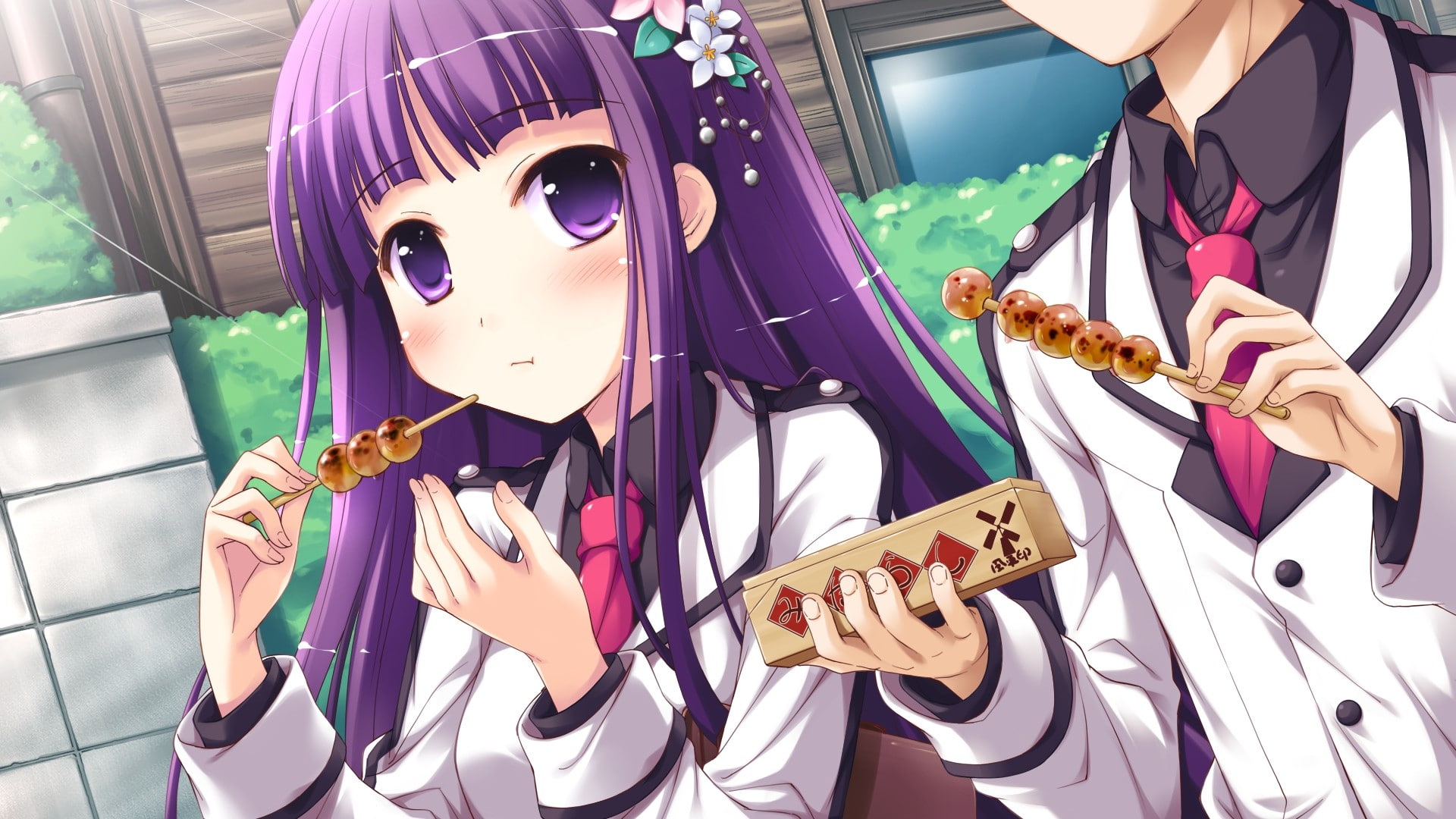 1080P, Tenjo Kikyou, anime girls, Iro ni Ide ni Keri Waga Koi wa, purple hair, visual novel, anime, food, HD Wallpaper