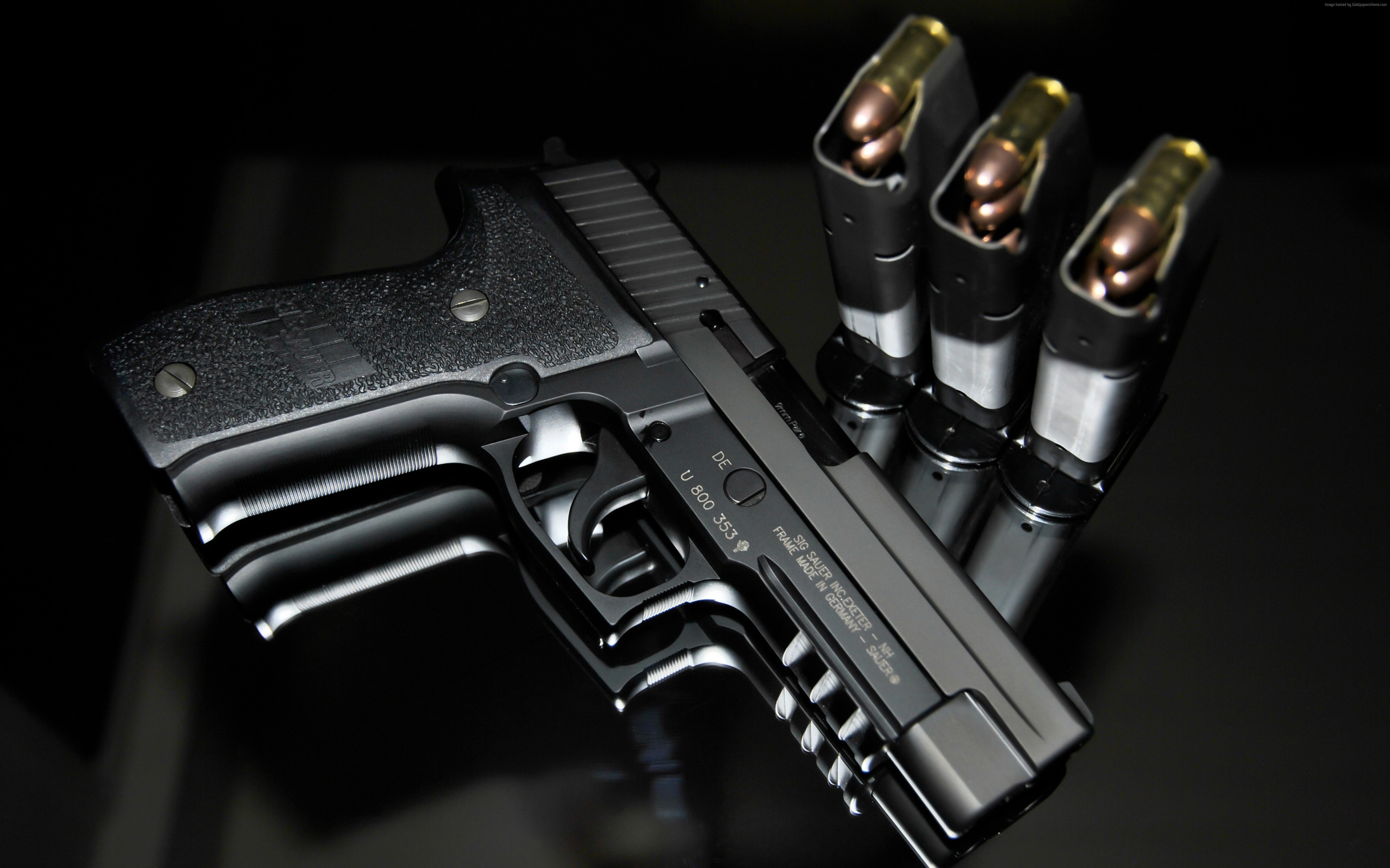 bullets, 196 мм, SIG Sauer P226, Germany, 357 SIG, 5K, HD Wallpaper