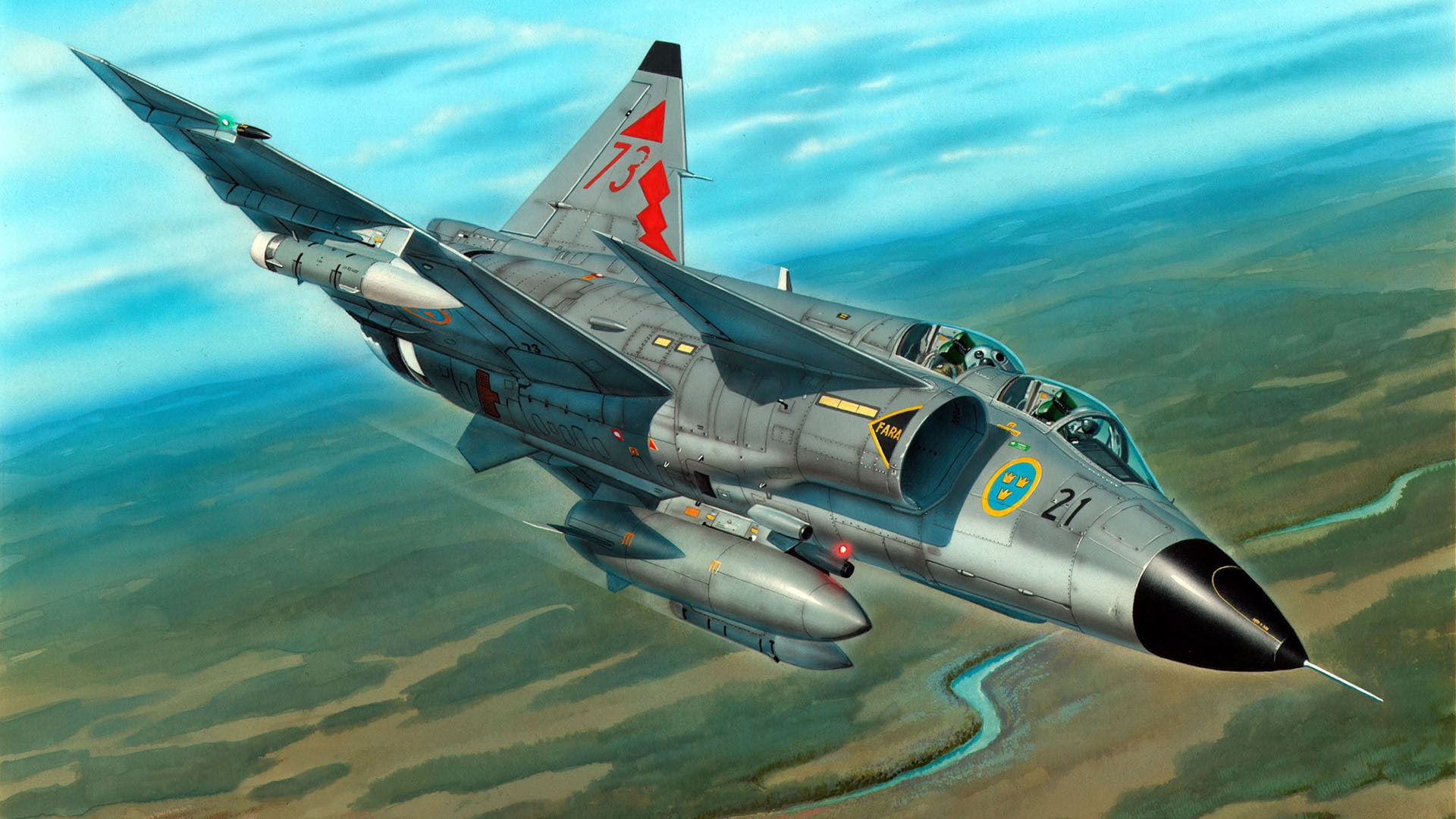 Swedish air force, Swedish multi-role fighter, 1080P, Can 37, Viggen, third generation, HD Wallpaper