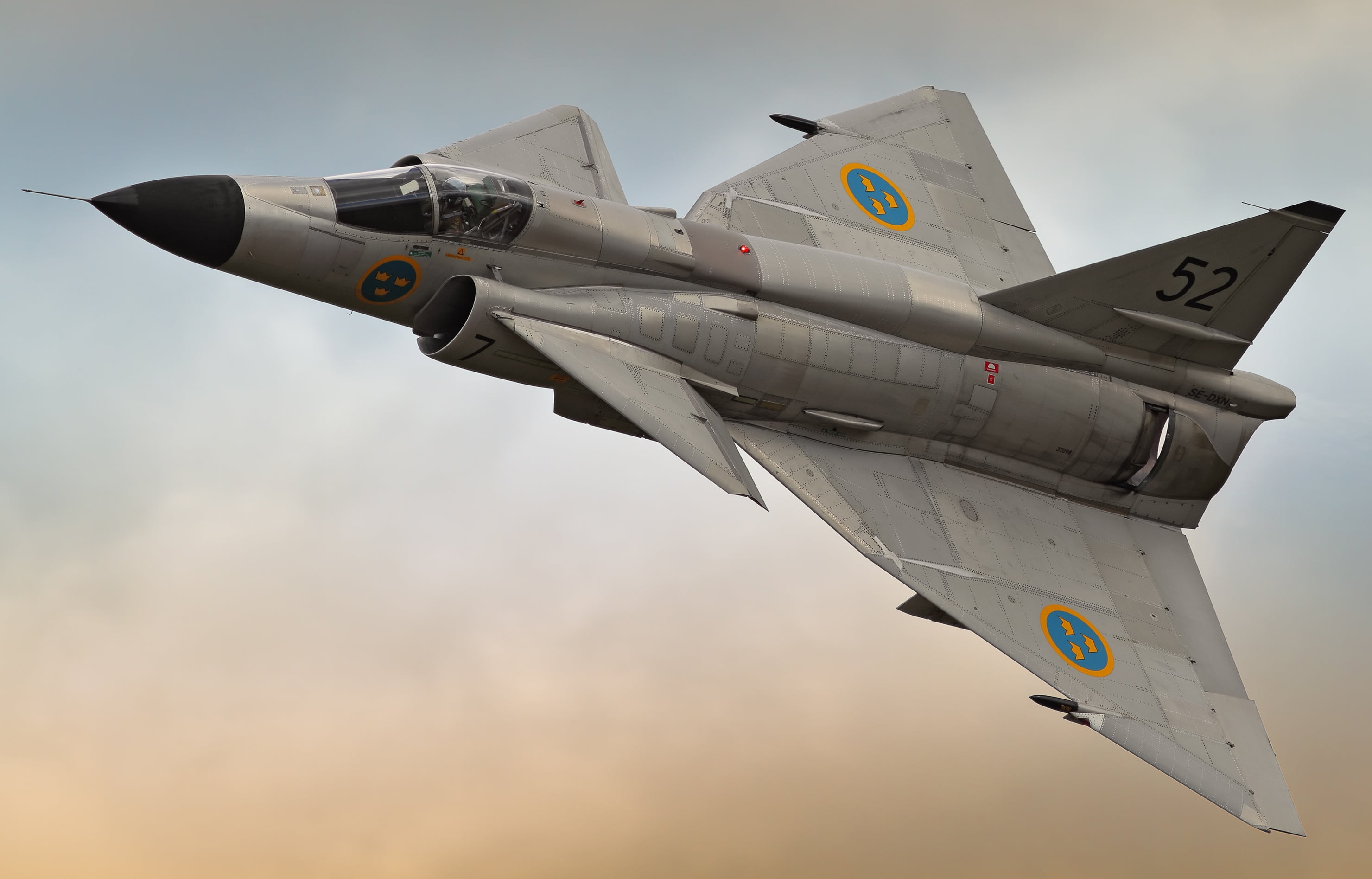 Warplane, Jet Fighter, Aircraft, Jet Fighters, Saab 37 Viggen, 2K, HD Wallpaper