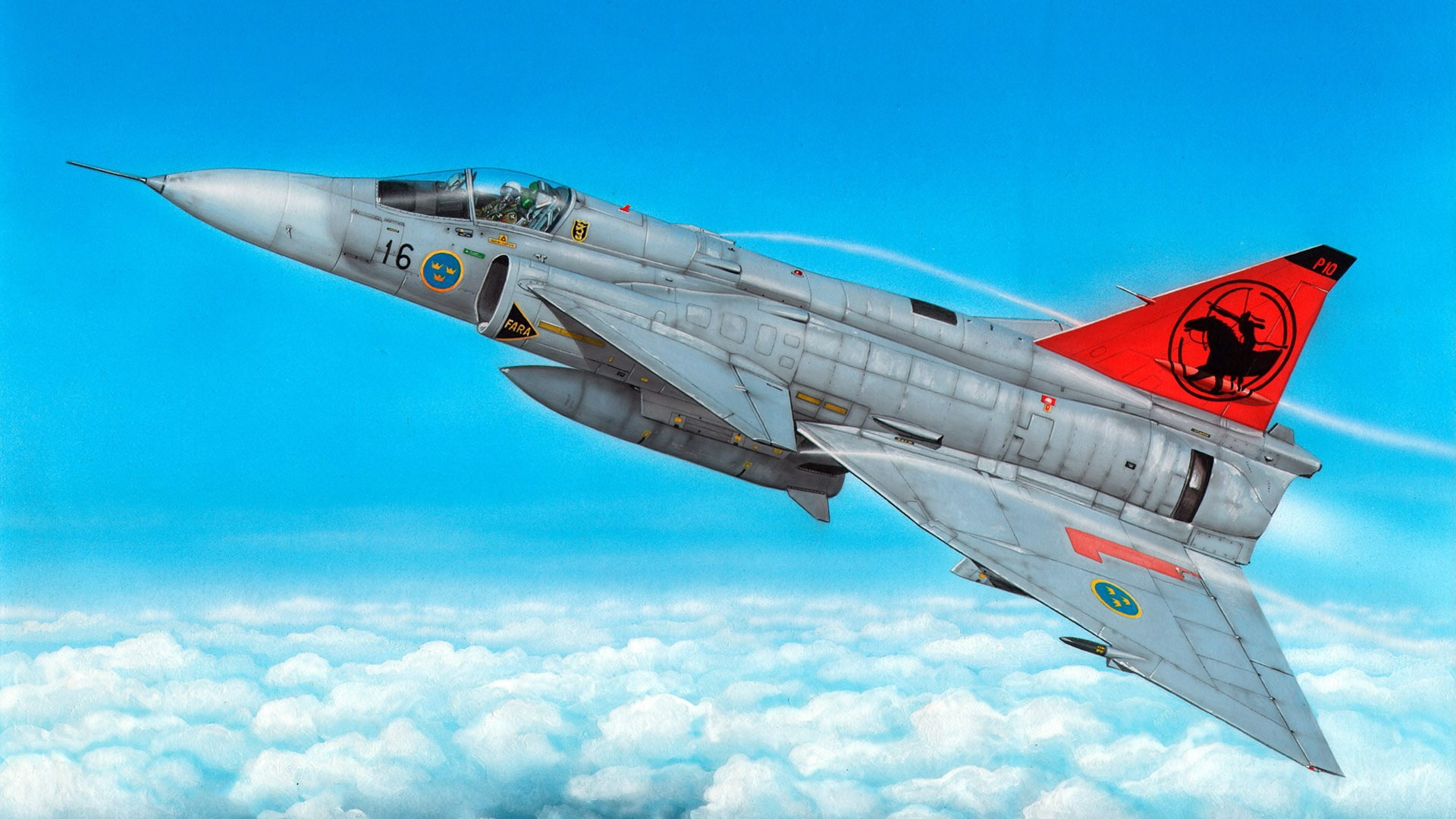 Can 37, Swedish multi-role fighter, Viggen, 1080P, third generation, HD Wallpaper