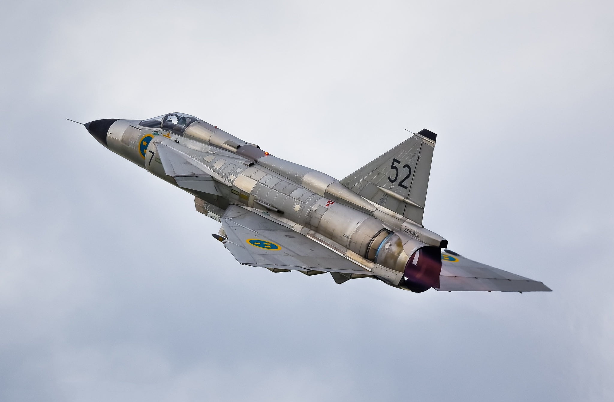 1080P, the sky, flight, combat aircraft, CAN 37 Viggen, HD Wallpaper