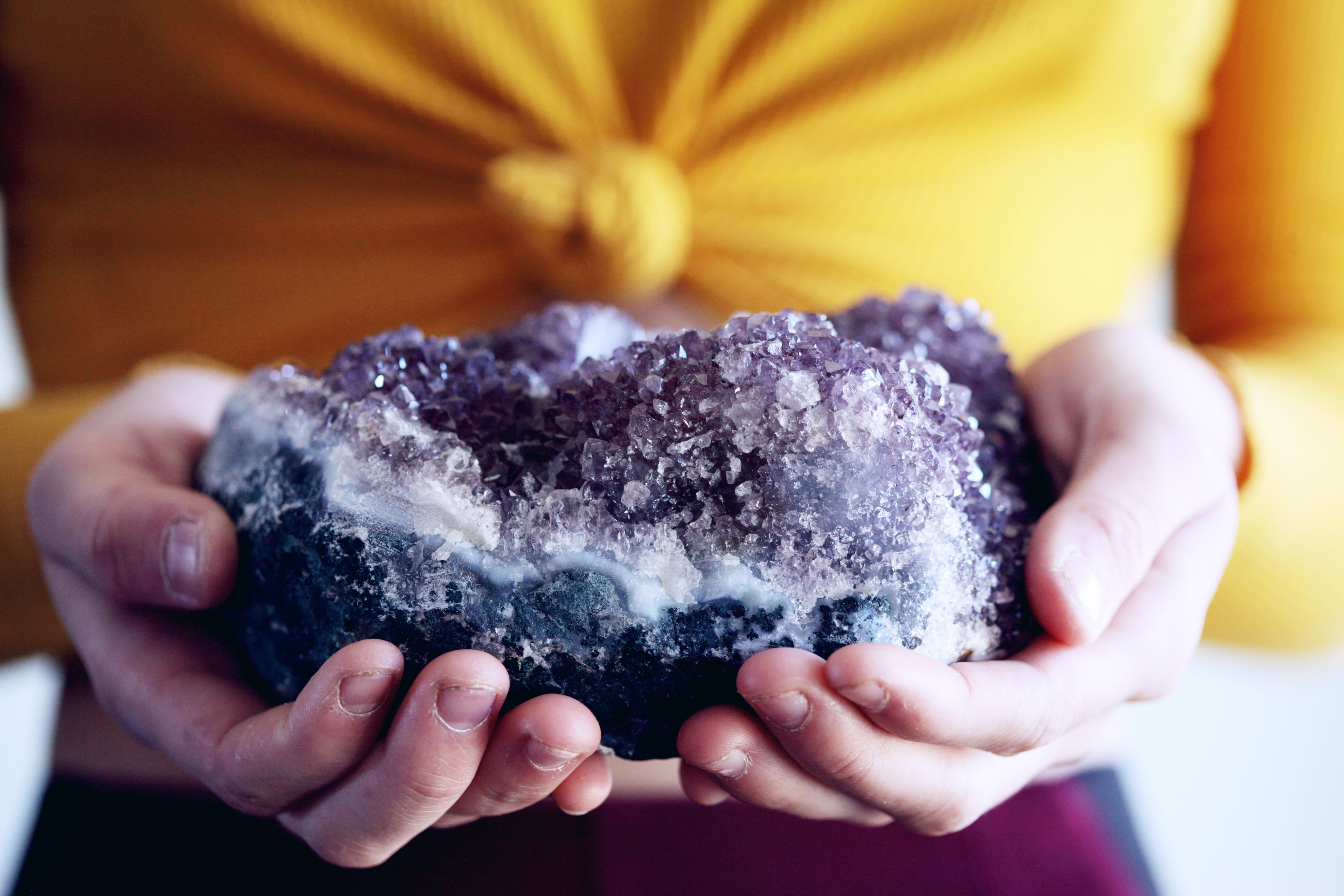 hand, offspring, color, focus on foreground, geology, winter, chakra, purple, hands cupped, finger, crystal, jewel, human hand, love, food and drink, gift, HD Wallpaper