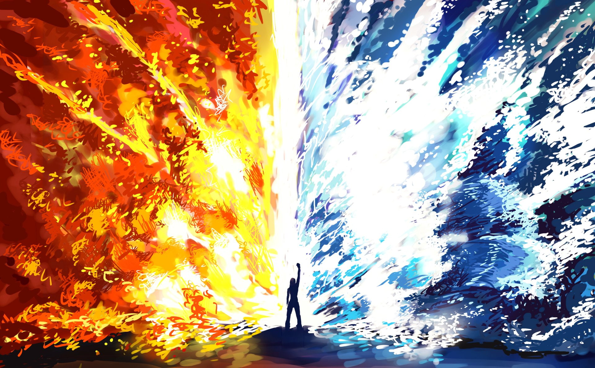 1080P, Women, Fire, Girl, Fantasy, Woman, Magic, Elemental, Water, HD Wallpaper