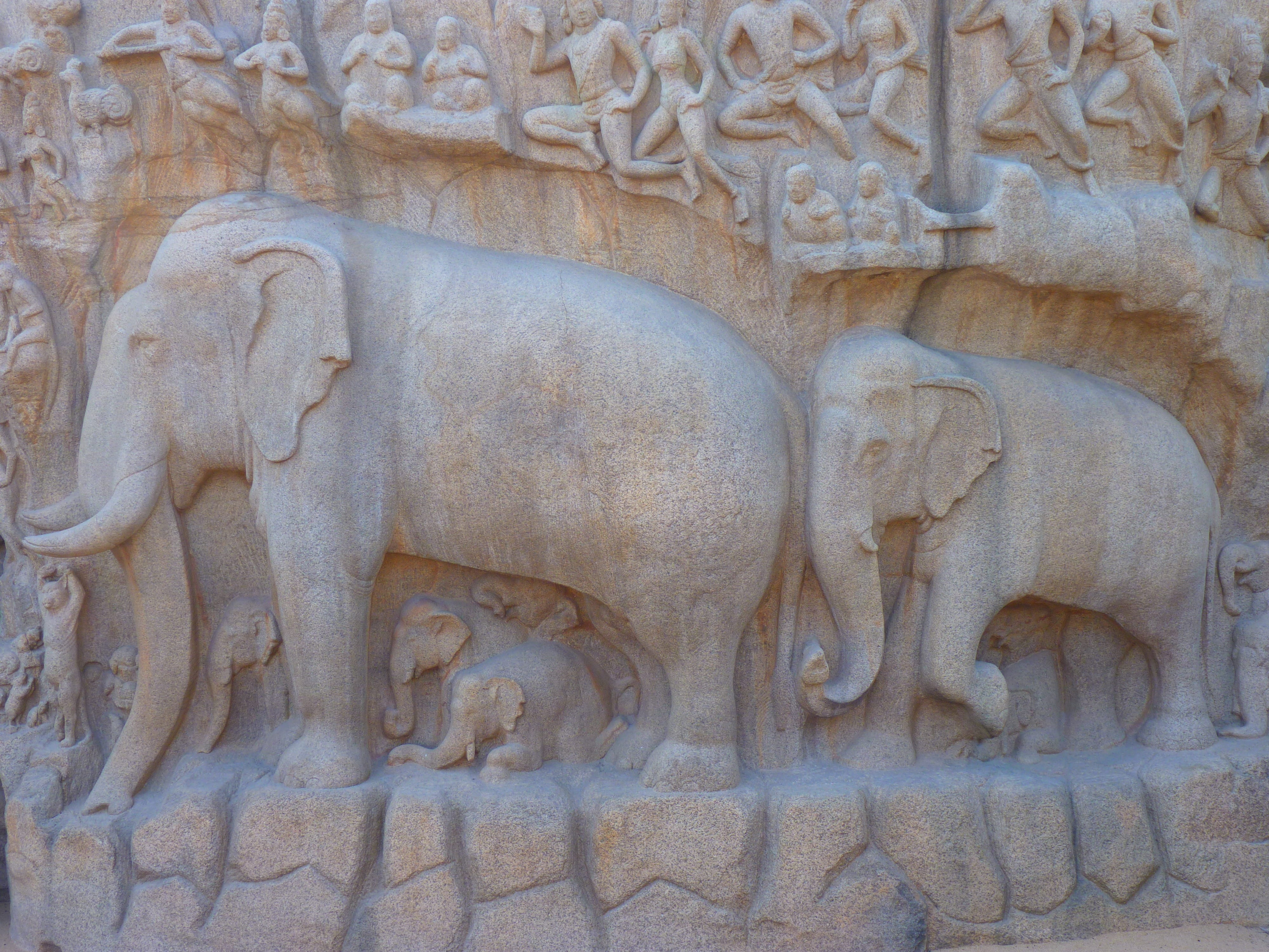 ancient civilization, history, india, mahabalipuram, ornate, descent of the ganga, carving - craft product, male likeness, travel destinations, belief, HD Wallpaper