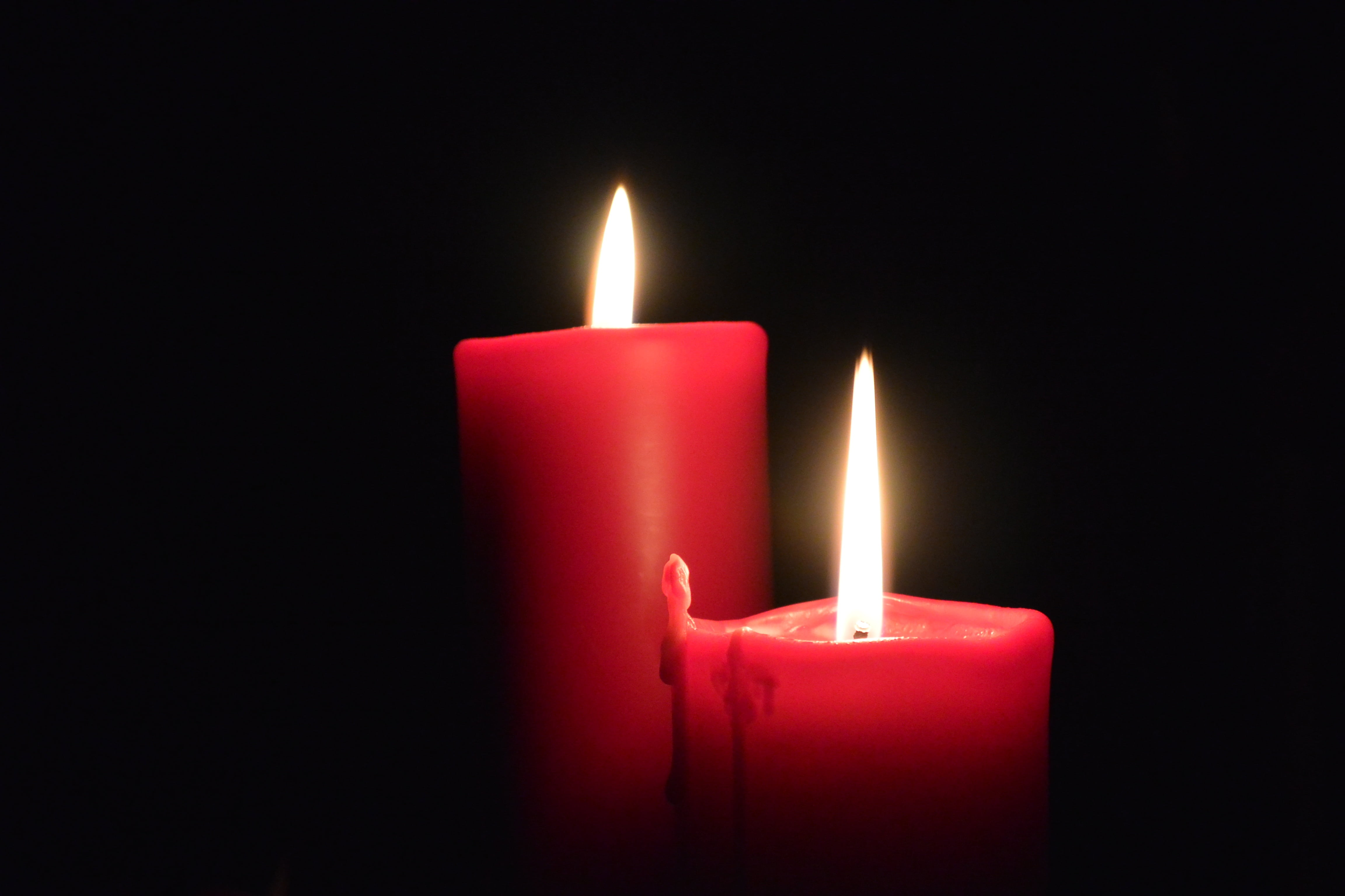 luminosity, spirituality, 4K, black background, darkroom, flame, studio shot, candle, light, close-up, candlelight, copy space, atmospheric, heat - temperature, HD Wallpaper