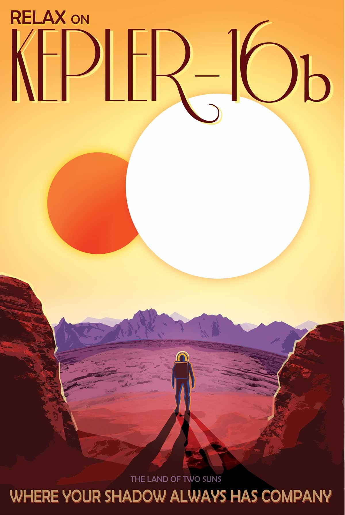 science fiction, NASA, Travel posters, Kepler-16b, material style, 720P, space, planet, JPL (Jet Propulsion Laboratory), Phone HD Wallpaper