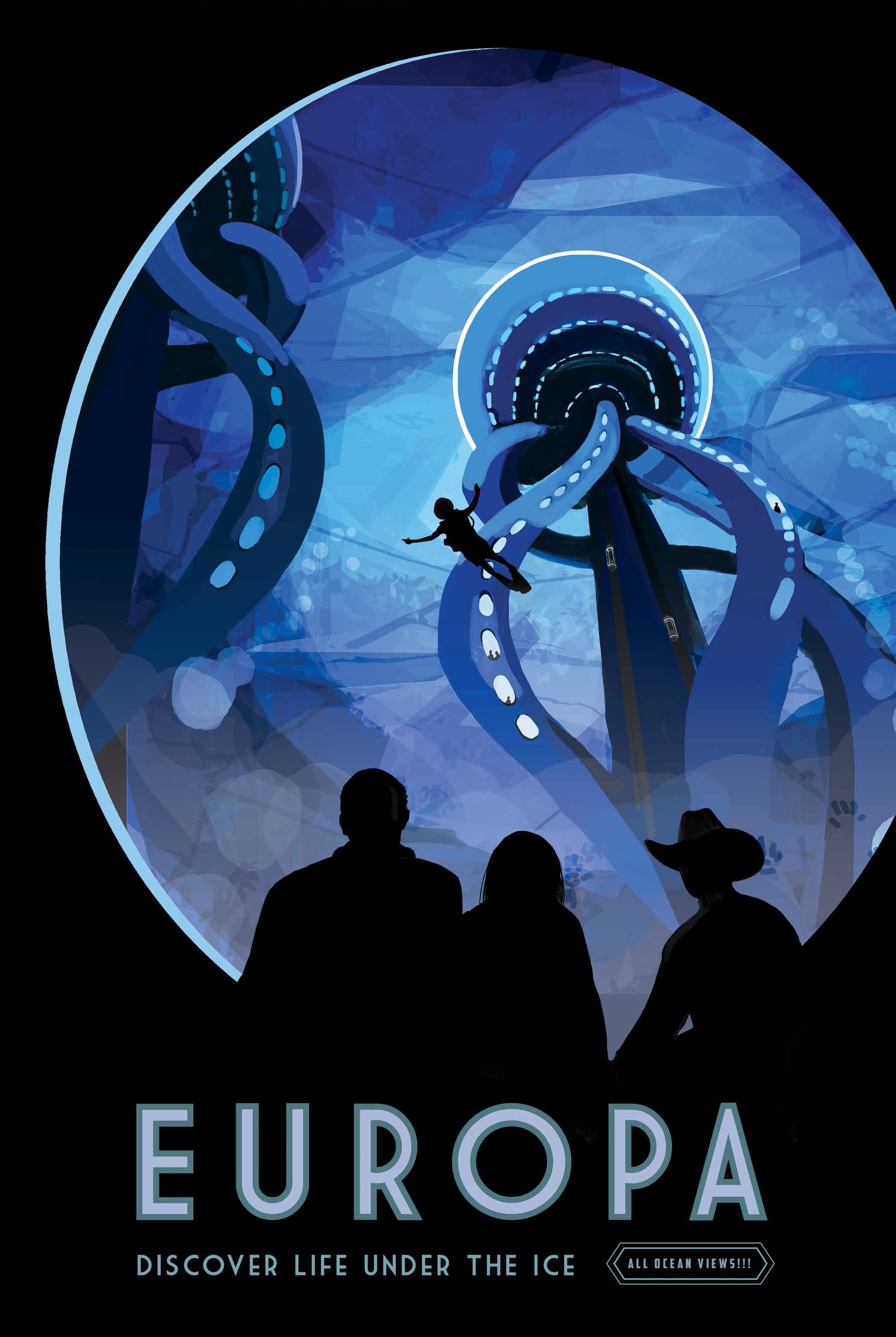 Europa, NASA, planet, 2K, space, science fiction, Travel posters, JPL (Jet Propulsion Laboratory), Phone HD Wallpaper