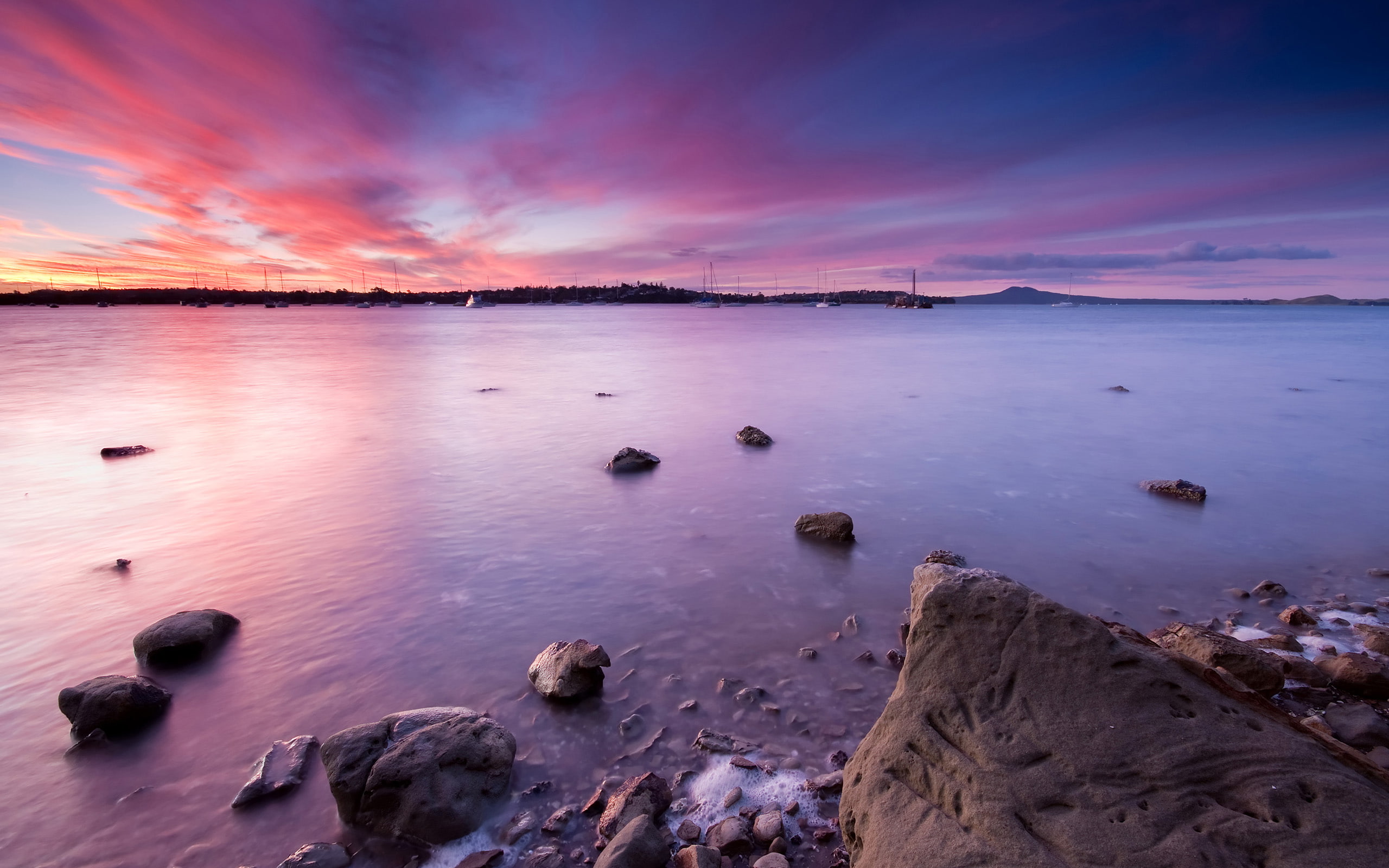 half, bay, moon, 2K, nature, hd, landscape, marina, HD Wallpaper