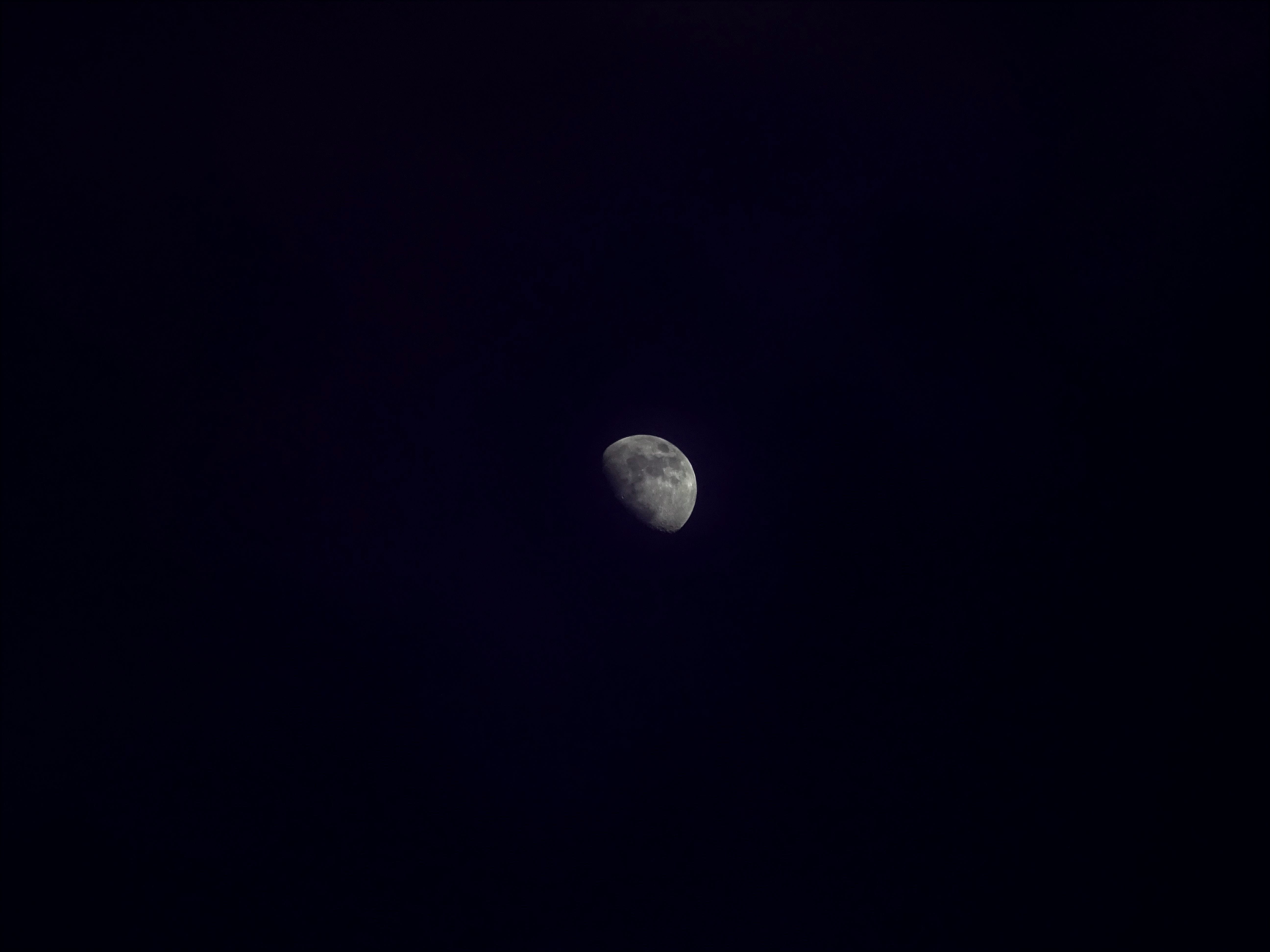 no people, planetary moon, astrology, dark, solar system, tranquil scene, low angle view, 5K, moon, sky, half, moonlight, luna, copy space, idyllic, scenics - nature, HD Wallpaper