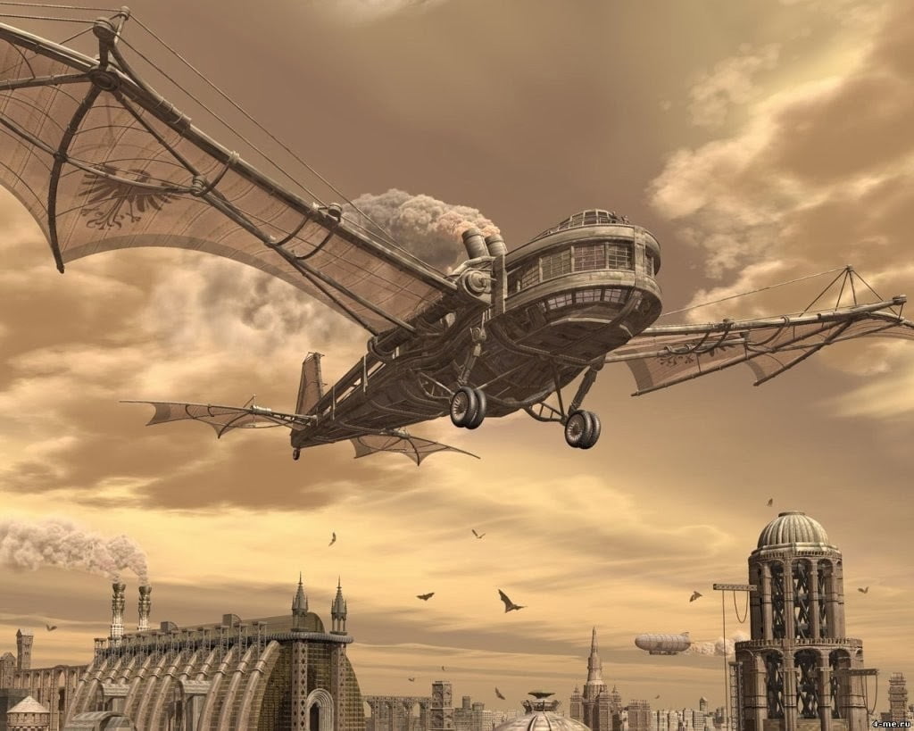 no people, steampunk, city, nature, artwork, architecture, digital composite, connection, transportation, tourism, sunset, tower, built structure, building, HD Wallpaper