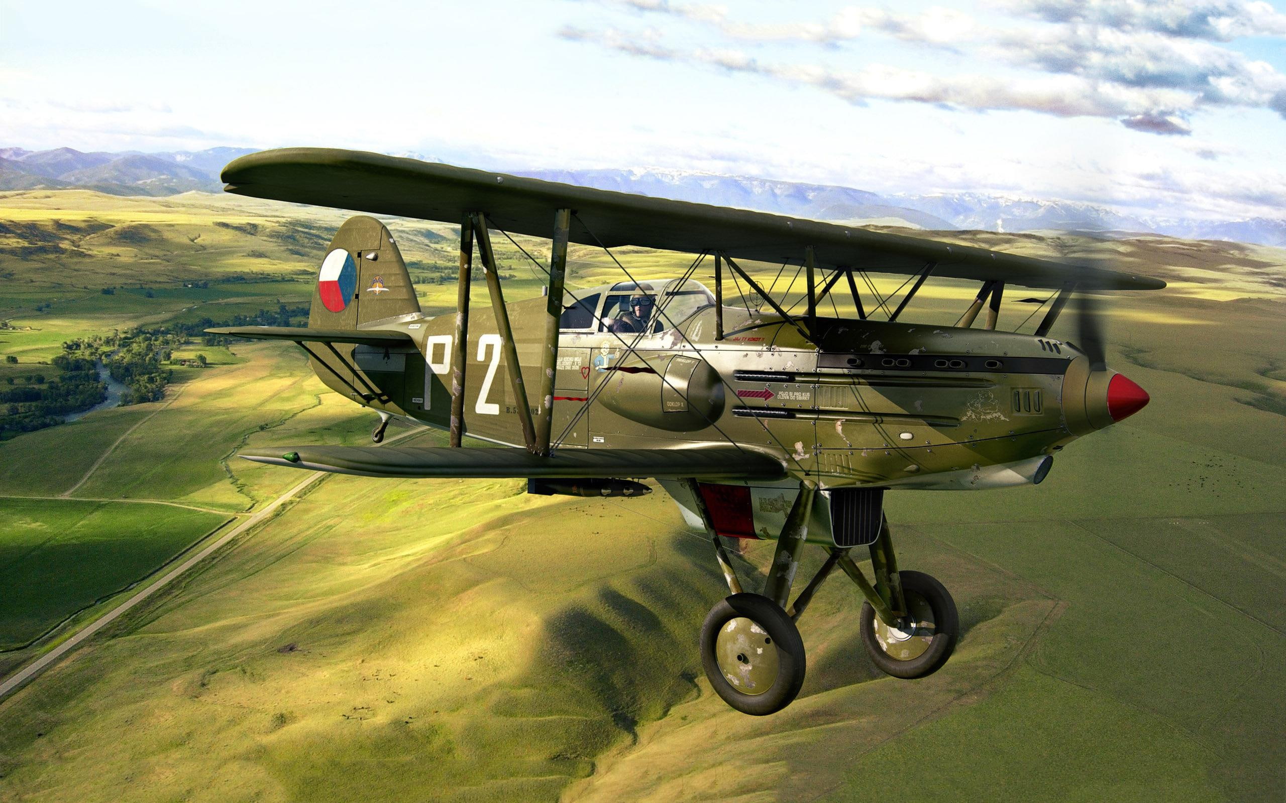 aircraft, airplane, czechoslovak, avia, green, plane, world war ii, vintage aircraft, fighter aircraft, b, 2K, biplane, HD Wallpaper