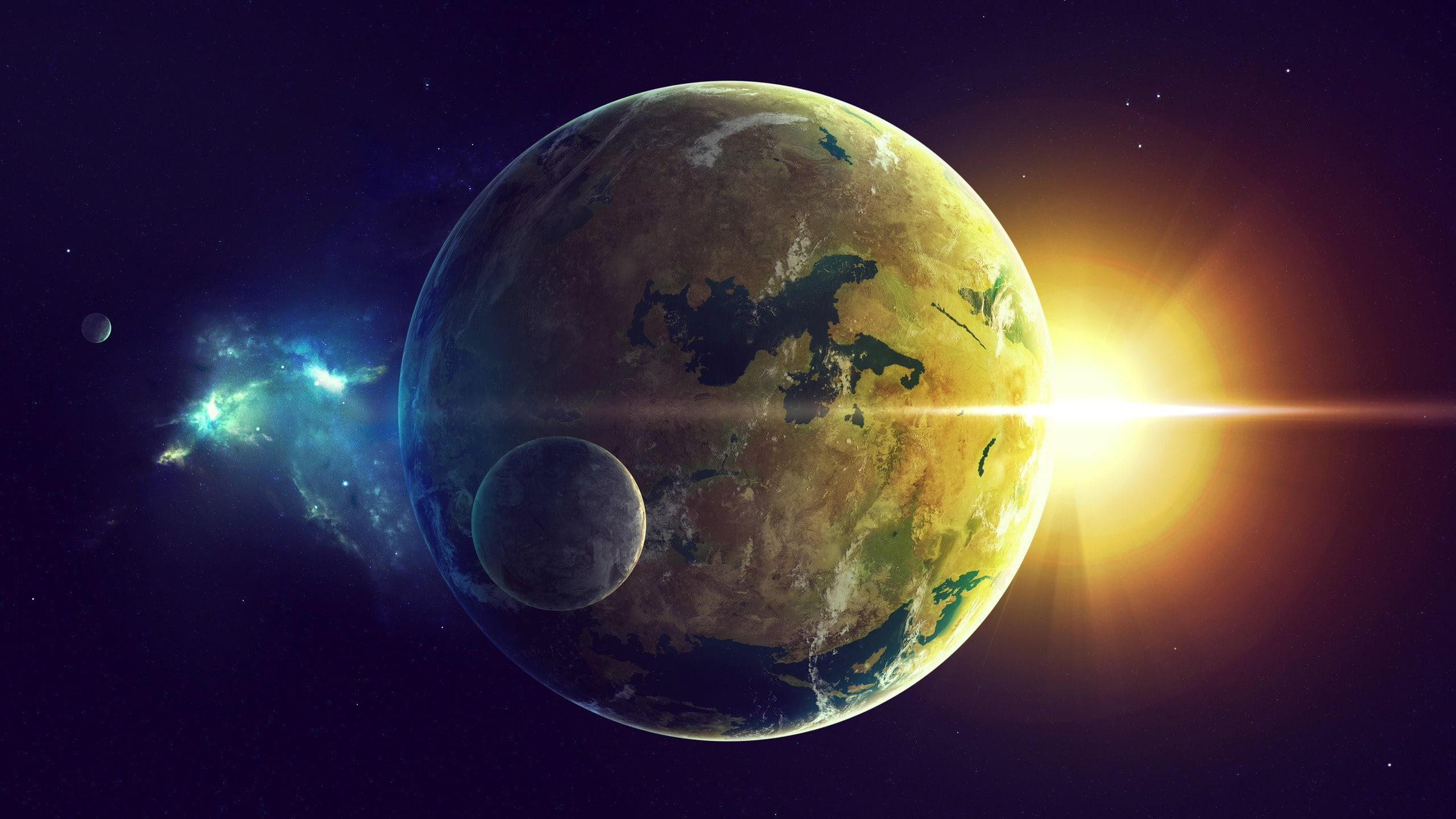 planet - space, satellite view, shape, sea, night, science, planet, globe - man made object, planet earth, lens flare, glowing, three dimensional, astronomy, HD Wallpaper