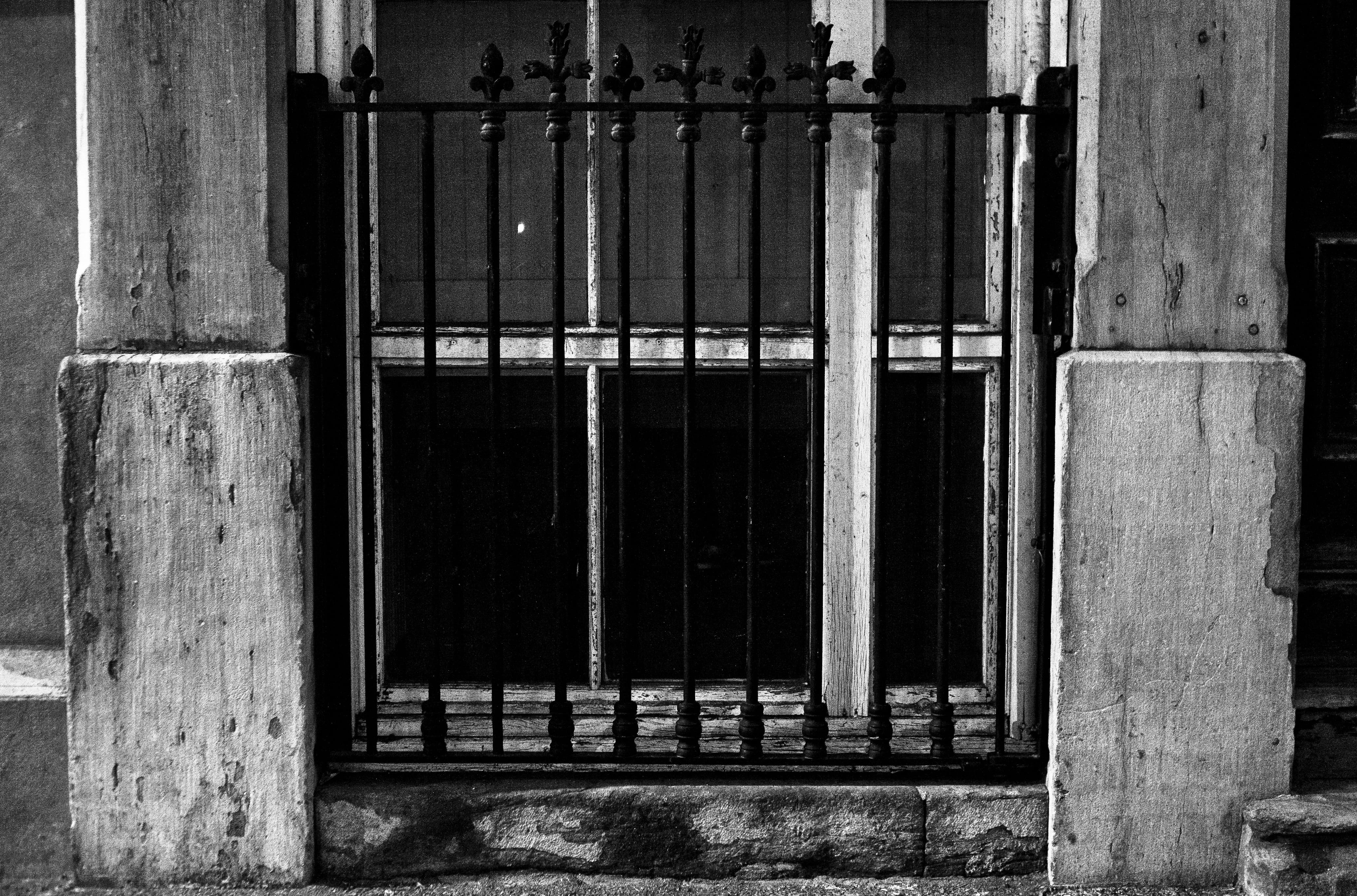 day, outdoors, dirty, window frame, protection, prison, weathered, house, Bars, door, security, building Exterior, 4K, Window, no People, Architecture, HD Wallpaper