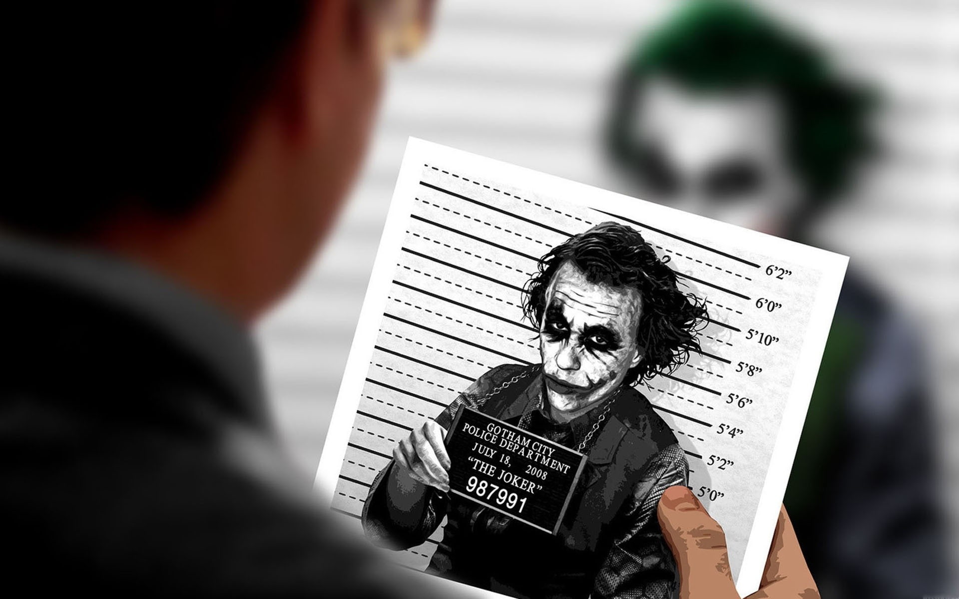 knight, ledger, joker, mugshot, 1080P, dark, heath, batman, HD Wallpaper