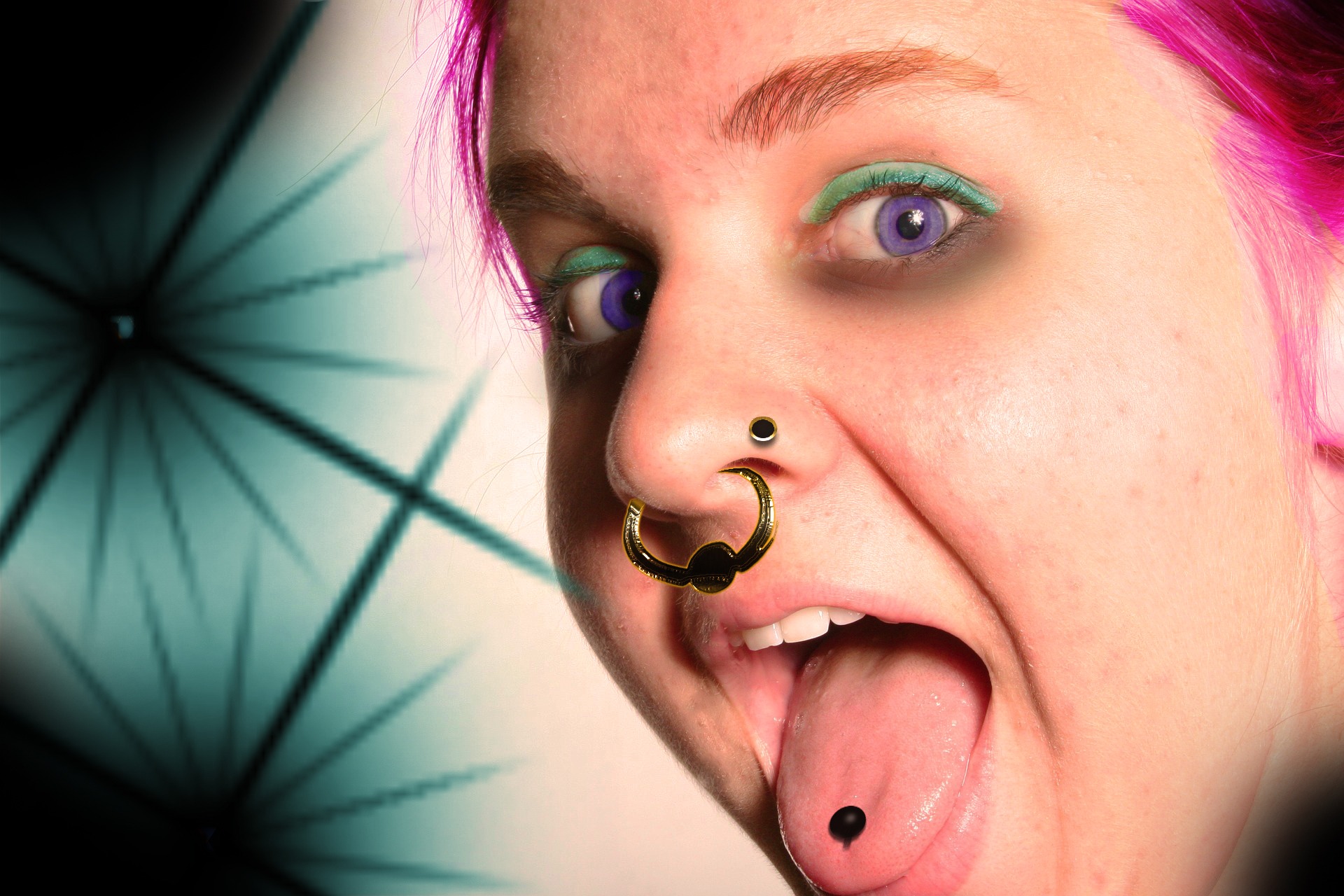 human body part, women, beauty, lifestyles, stick out tongue, colored, mouth open, adult, looking at camera, gold, nose, close-up, headshot, woman, body part, HD Wallpaper